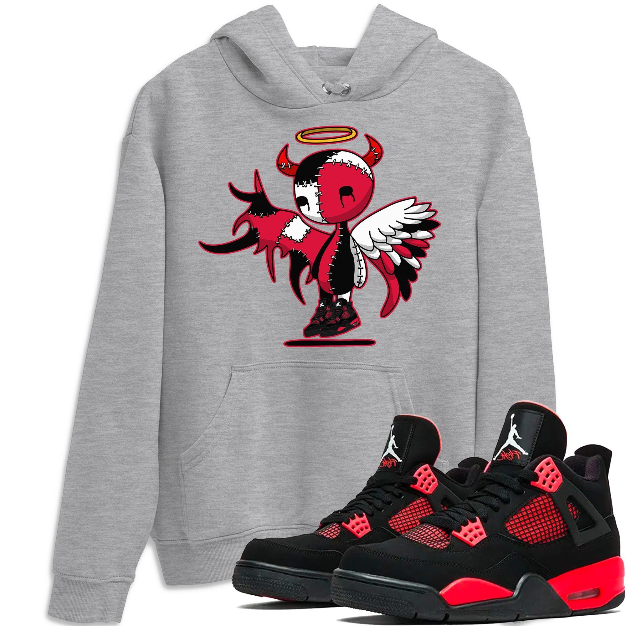 Jordan 4 Red Thunder Shirt To Match Jordans Devil Angel Sneaker Tees Jordan 4 Red Thunder Drip Gear Zone Sneaker Matching Clothing Unisex Shirts