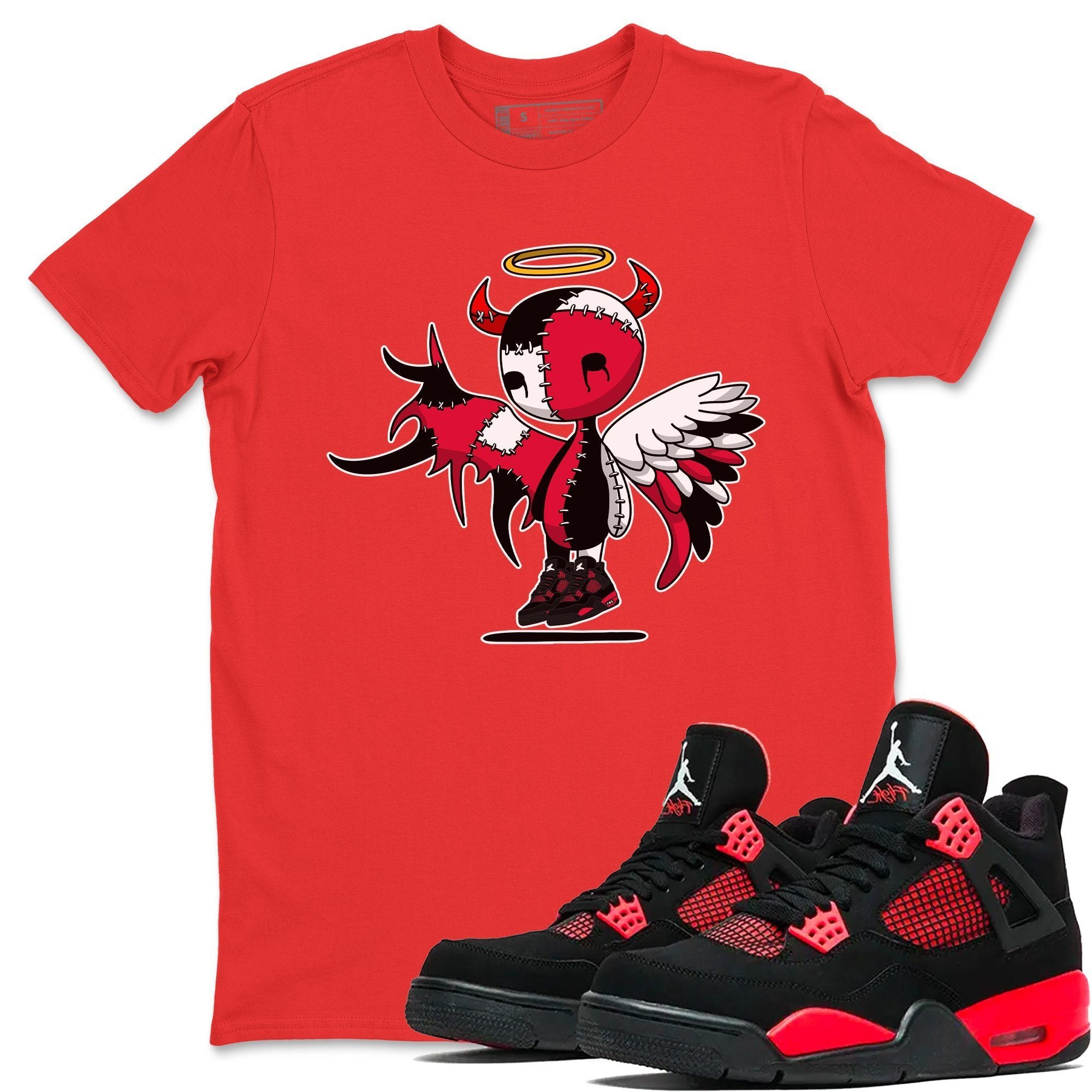 Jordan 4 Red Thunder Shirt To Match Jordans Devil Angel Sneaker Tees Jordan 4 Red Thunder Drip Gear Zone Sneaker Matching Clothing Unisex Shirts