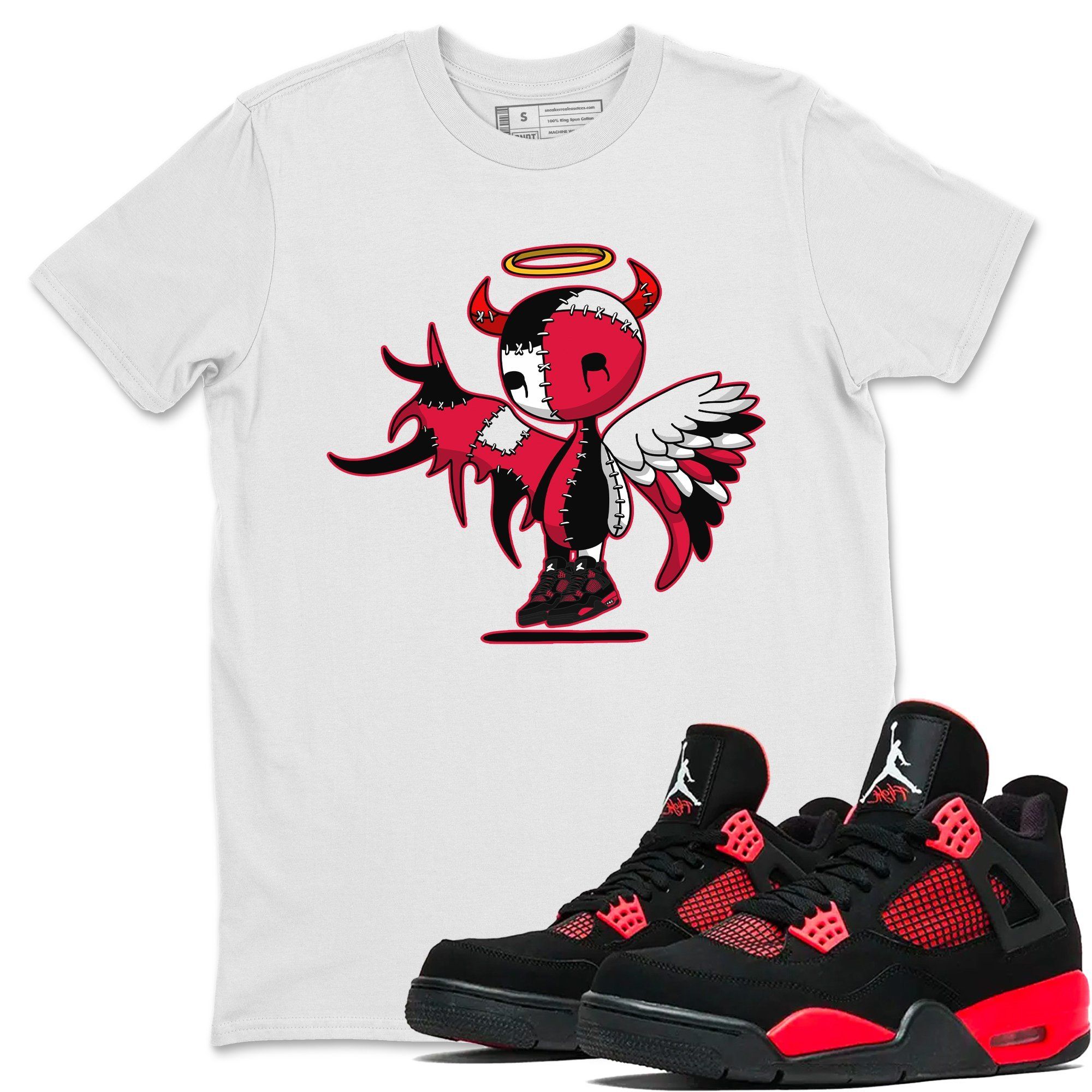 Jordan 4 Red Thunder Shirt To Match Jordans Devil Angel Sneaker Tees Jordan 4 Red Thunder Drip Gear Zone Sneaker Matching Clothing Unisex Shirts