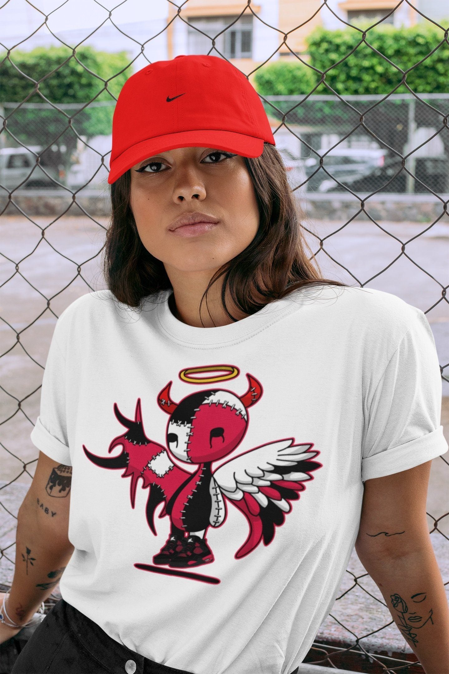 Jordan 4 Red Thunder Shirt To Match Jordans Devil Angel Sneaker Tees Jordan 4 Red Thunder Drip Gear Zone Sneaker Matching Clothing Unisex Shirts
