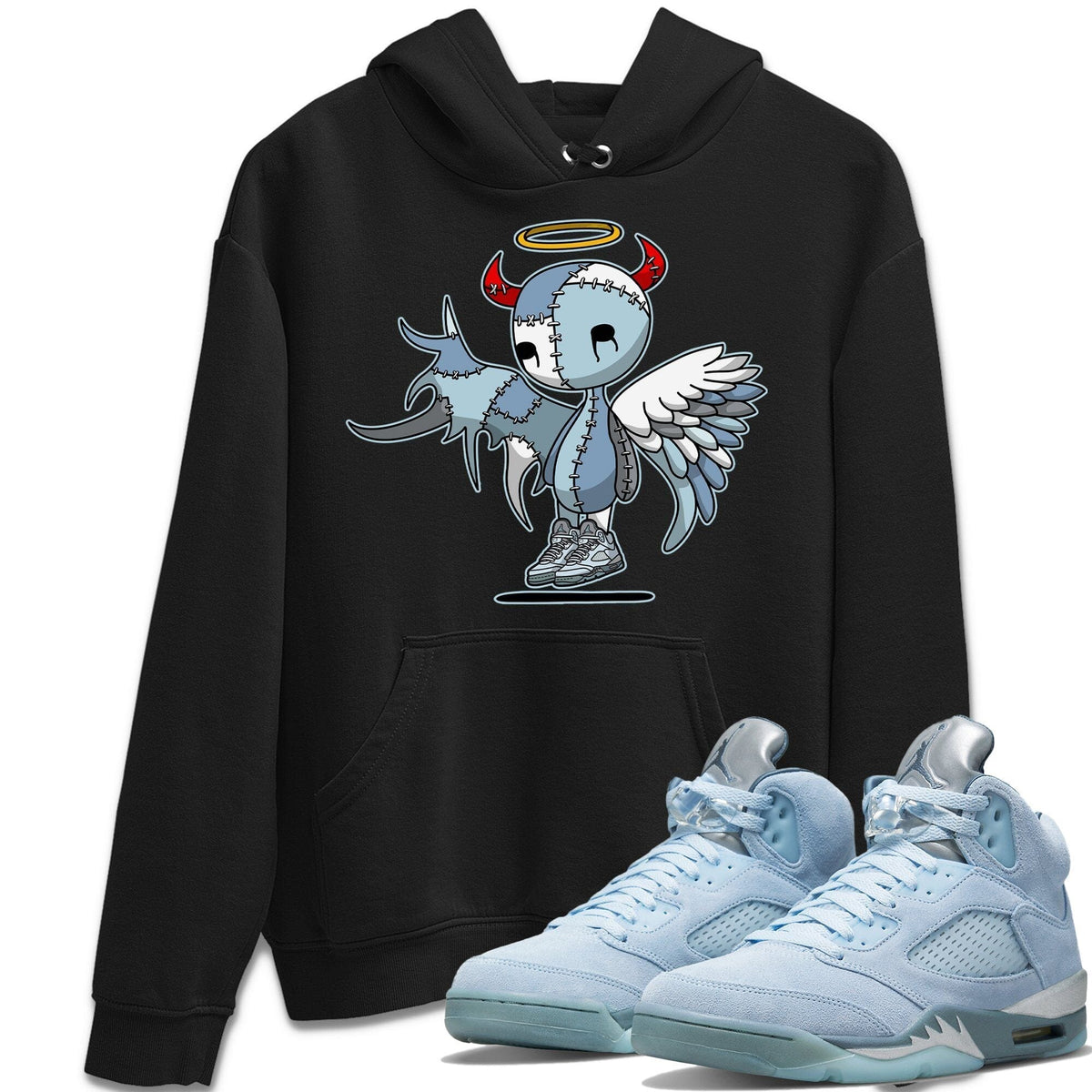 Jordan 5 Blue Bird Shirt To Match Jordans Devil Angel Sneaker Tees Jordan 5 Blue Bird Drip Gear Zone Sneaker Matching Clothing Unisex Shirts