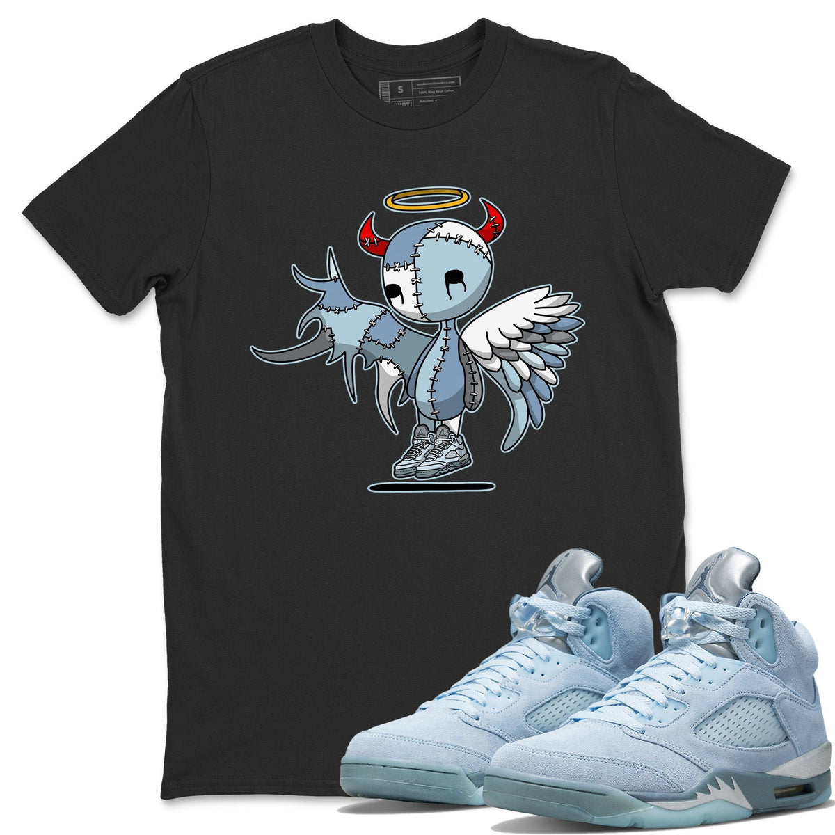 Jordan 5 Blue Bird Shirt To Match Jordans Devil Angel Sneaker Tees Jordan 5 Blue Bird Drip Gear Zone Sneaker Matching Clothing Unisex Shirts