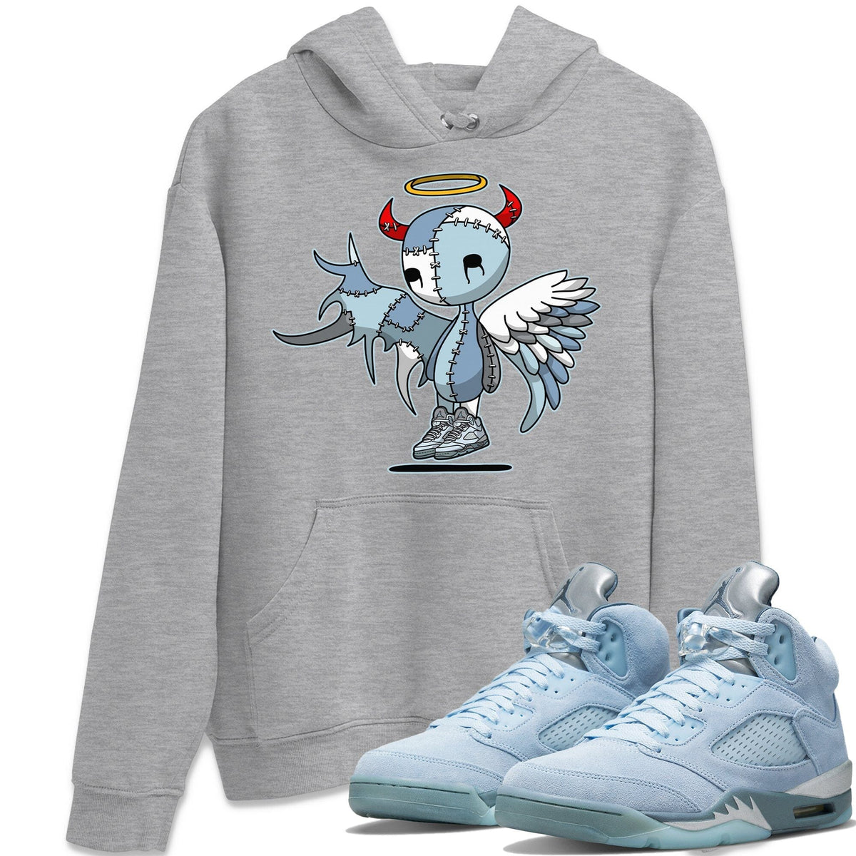 Jordan 5 Blue Bird Shirt To Match Jordans Devil Angel Sneaker Tees Jordan 5 Blue Bird Drip Gear Zone Sneaker Matching Clothing Unisex Shirts