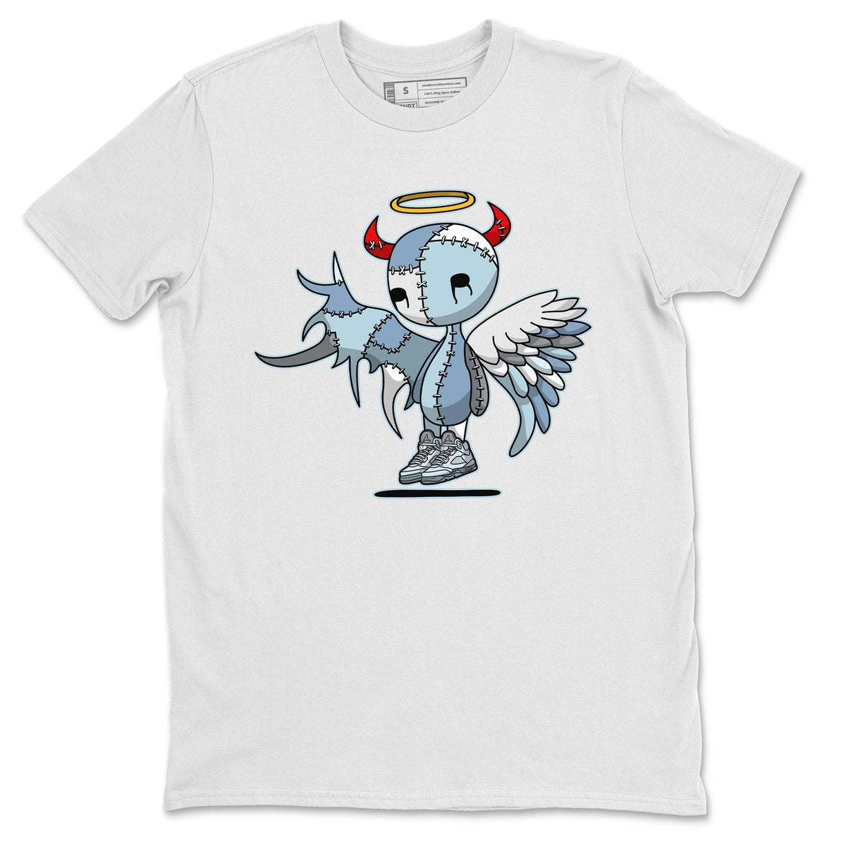 Jordan 5 Blue Bird Shirt To Match Jordans Devil Angel Sneaker Tees Jordan 5 Blue Bird Drip Gear Zone Sneaker Matching Clothing Unisex Shirts