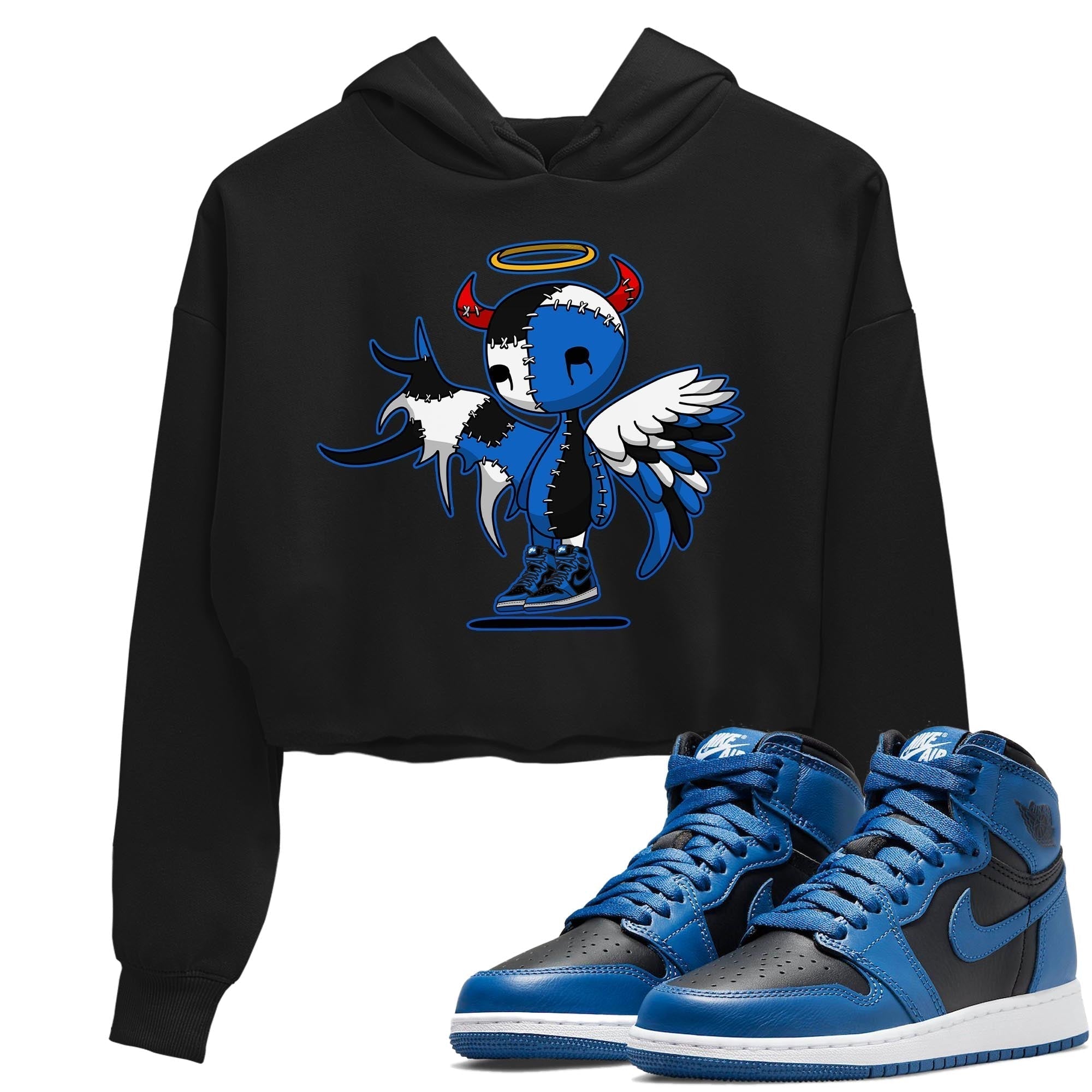 Jordan 1 Dark Marina Blue Sneaker Matching T-Shirt Devil Angel Sneaker Tees Jordan 1 Dark Marina Blue Sneaker Release Tees Women's Shirts