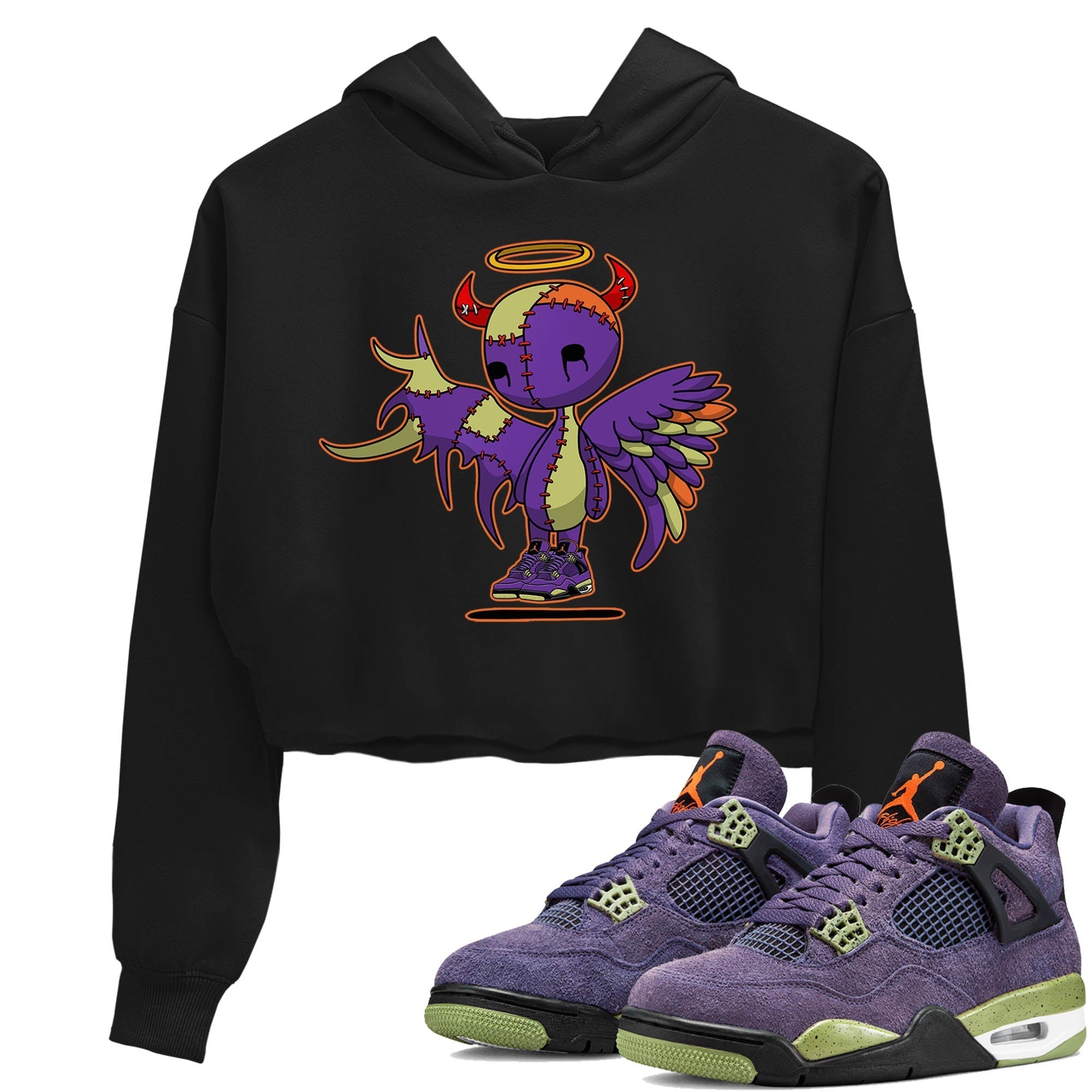 Jordan 4 Canyon Purple Sneaker Matching T-Shirt Devil Angel Sneaker Tees Jordan 4 Canyon Purple Sneaker Release Tees Women's Shirts
