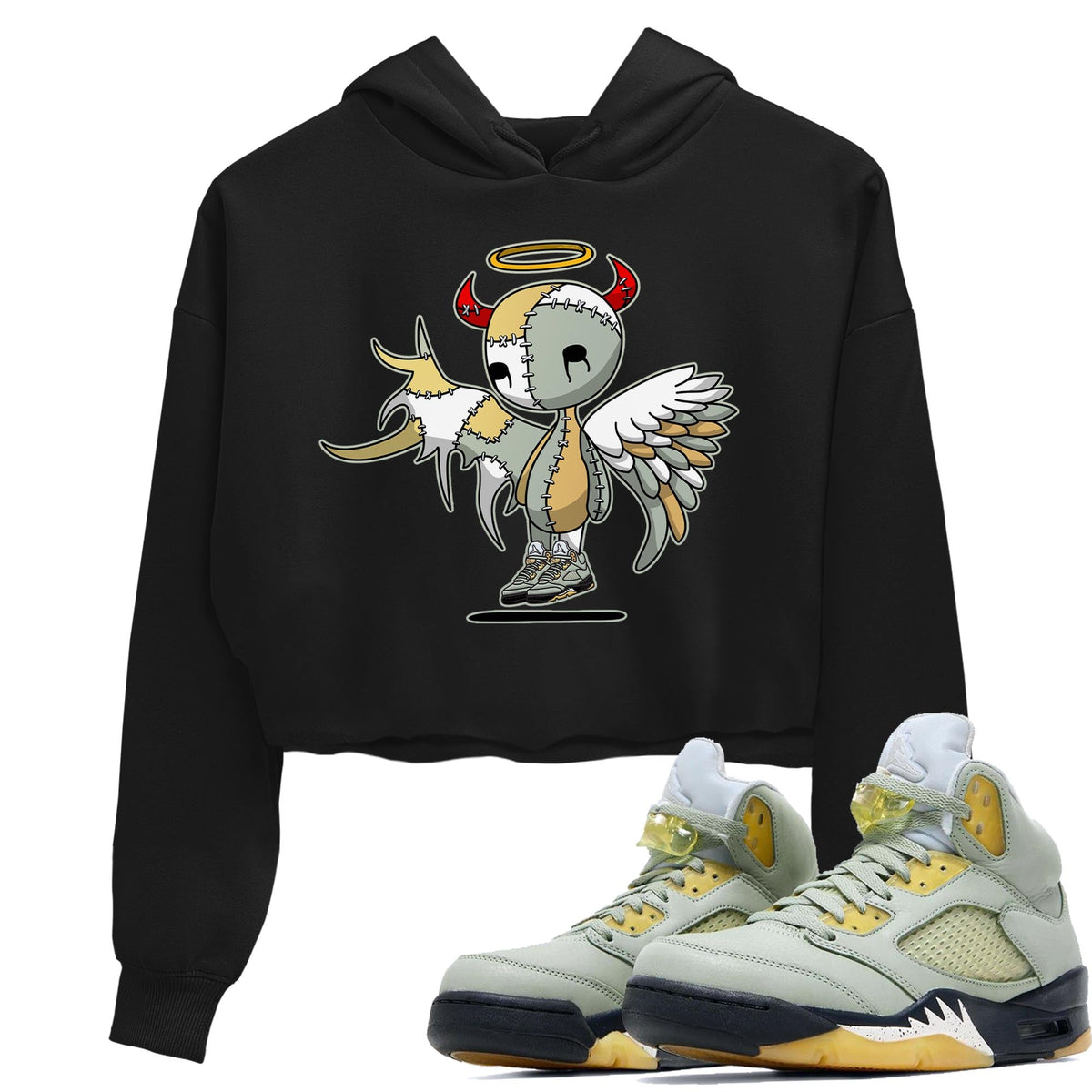 Jordan 5 Jade Horizon Sneaker Matching T-Shirt Devil Angel Sneaker Tees Jordan 5 Jade Horizon Sneaker Release Tees Women's Shirts