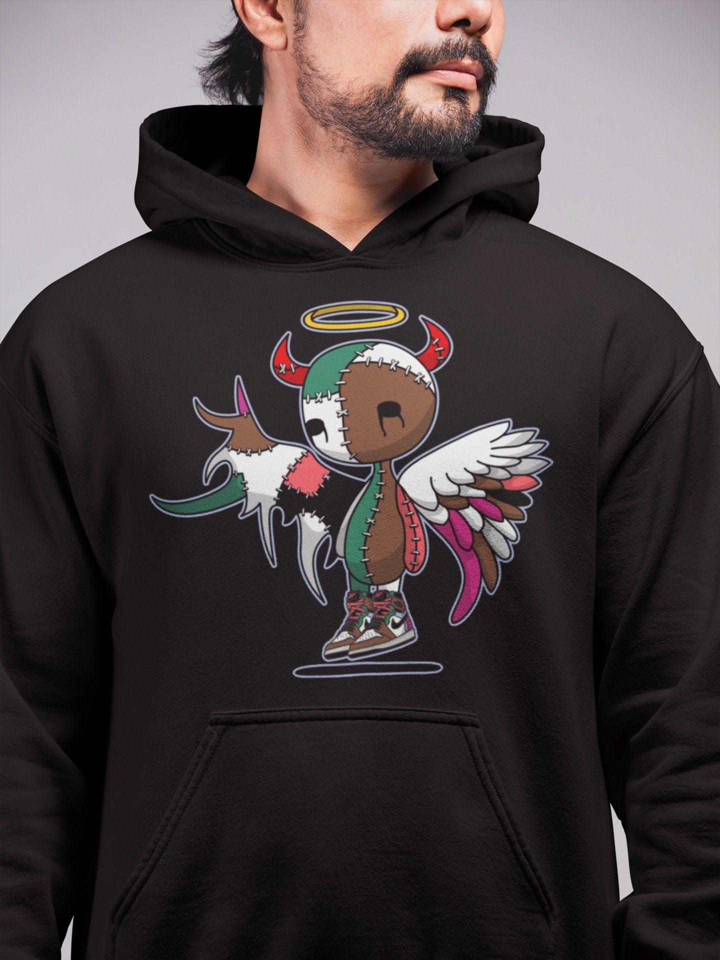 Jordan 1 Hand Crafted Sneaker Matching T-Shirt Devil Angel Sneaker Tees Jordan 1 Hand Crafted Sneaker Release Tees Crew Neck Tees