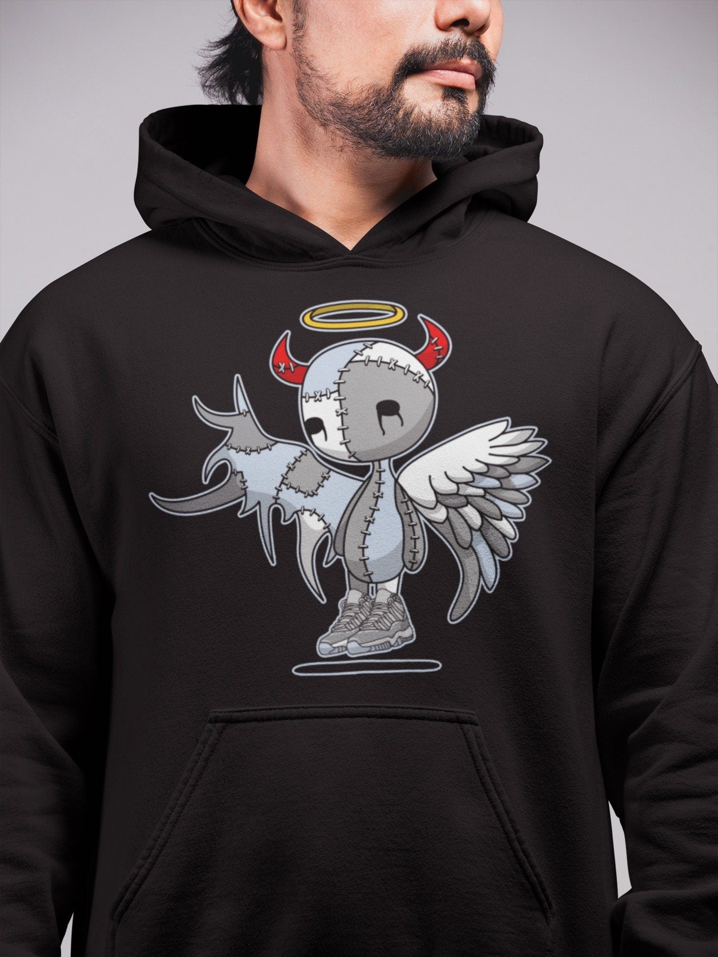 Jordan 11 Cool Grey Shirt To Match Jordans Devil Angel Sneaker Tees Jordan 11 Cool Grey Drip Gear Zone Sneaker Matching Clothing Unisex Shirts