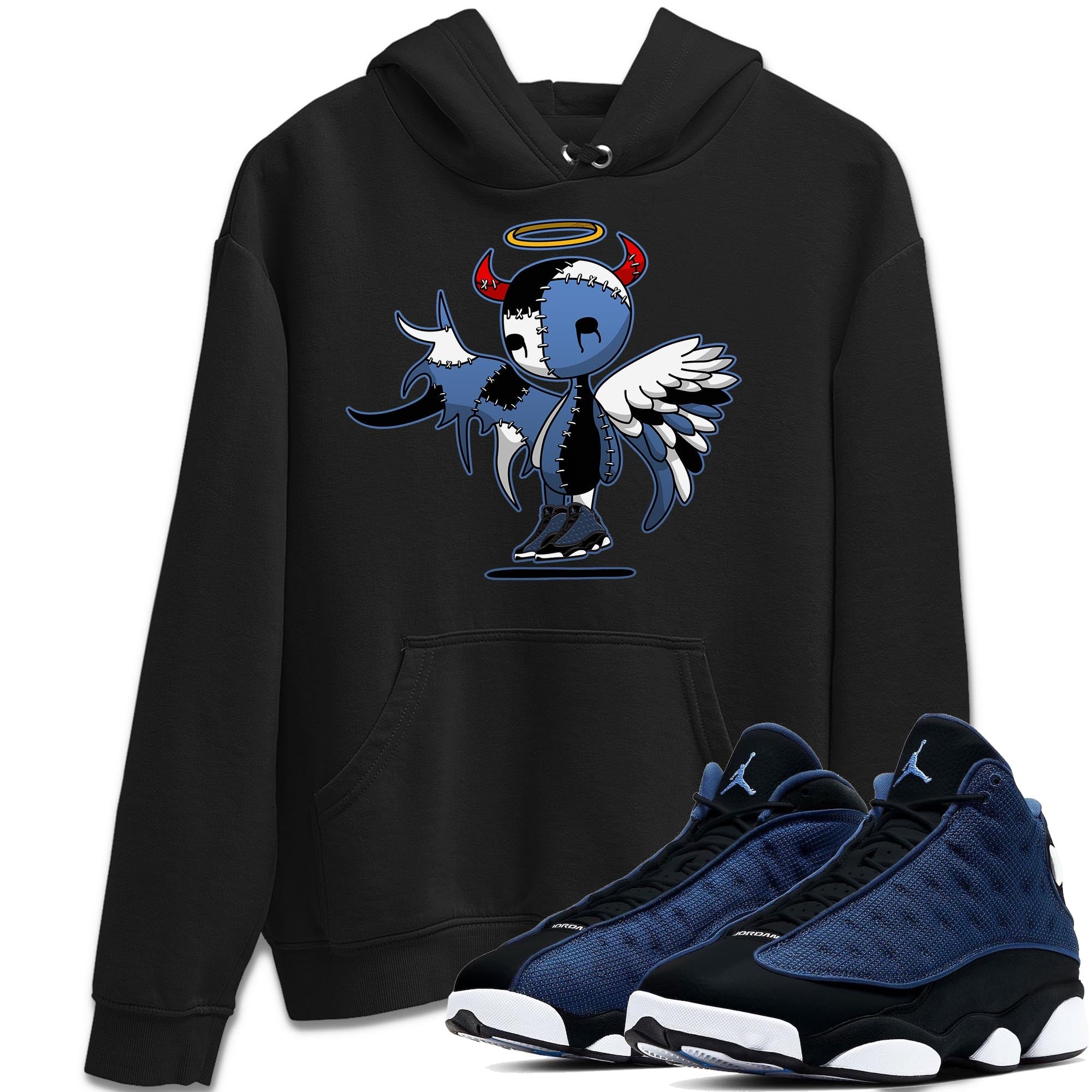 Jordan 13 Brave Blue Sneaker Matching T-Shirt Devil Angel Sneaker Tees Jordan 13 Brave Blue Sneaker Release Tees Crew Neck Tees