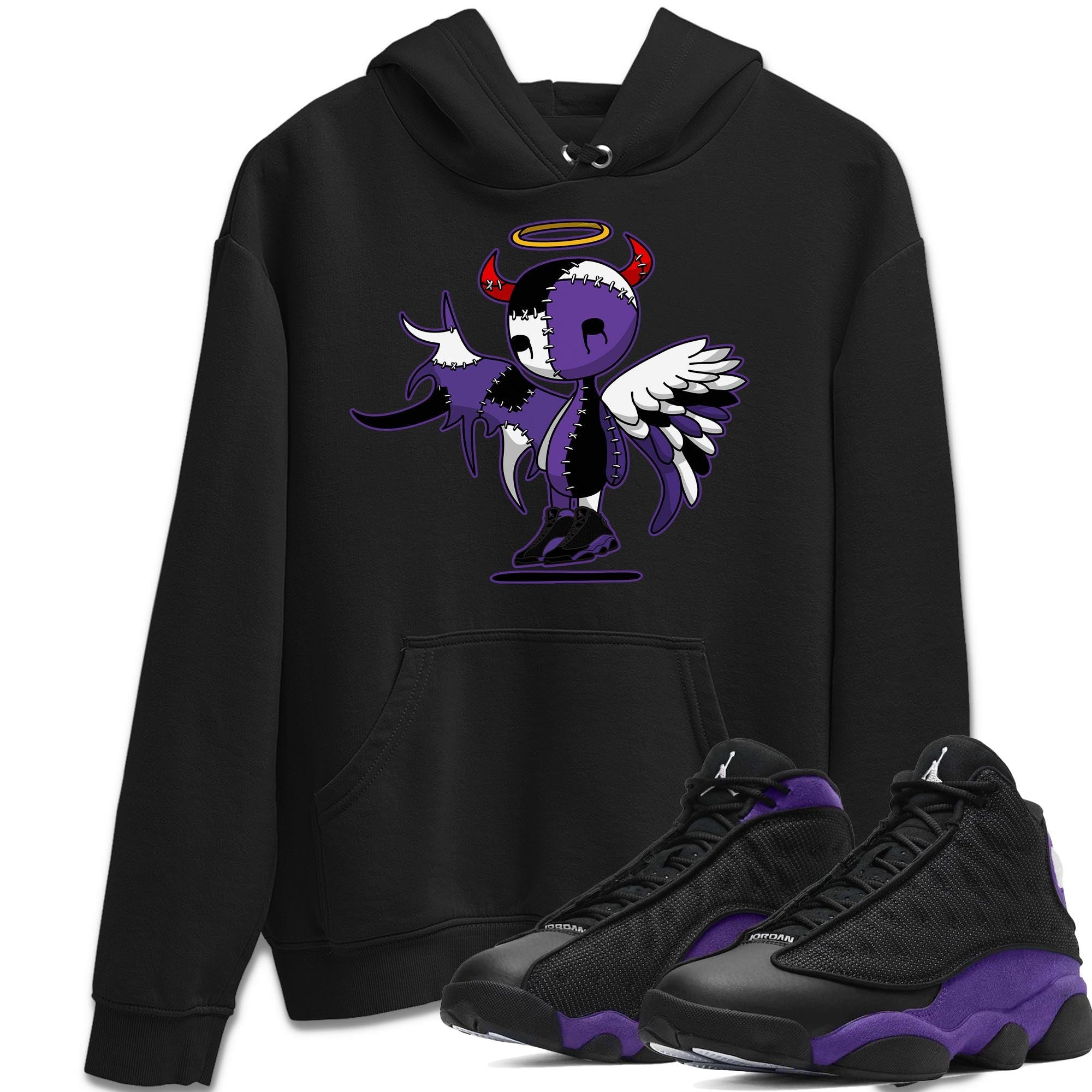 Jordan 13 Court Purple Shirt To Match Jordans Devil Angel Sneaker Tees Jordan 13 Court Purple Drip Gear Zone Sneaker Matching Clothing Unisex Shirts