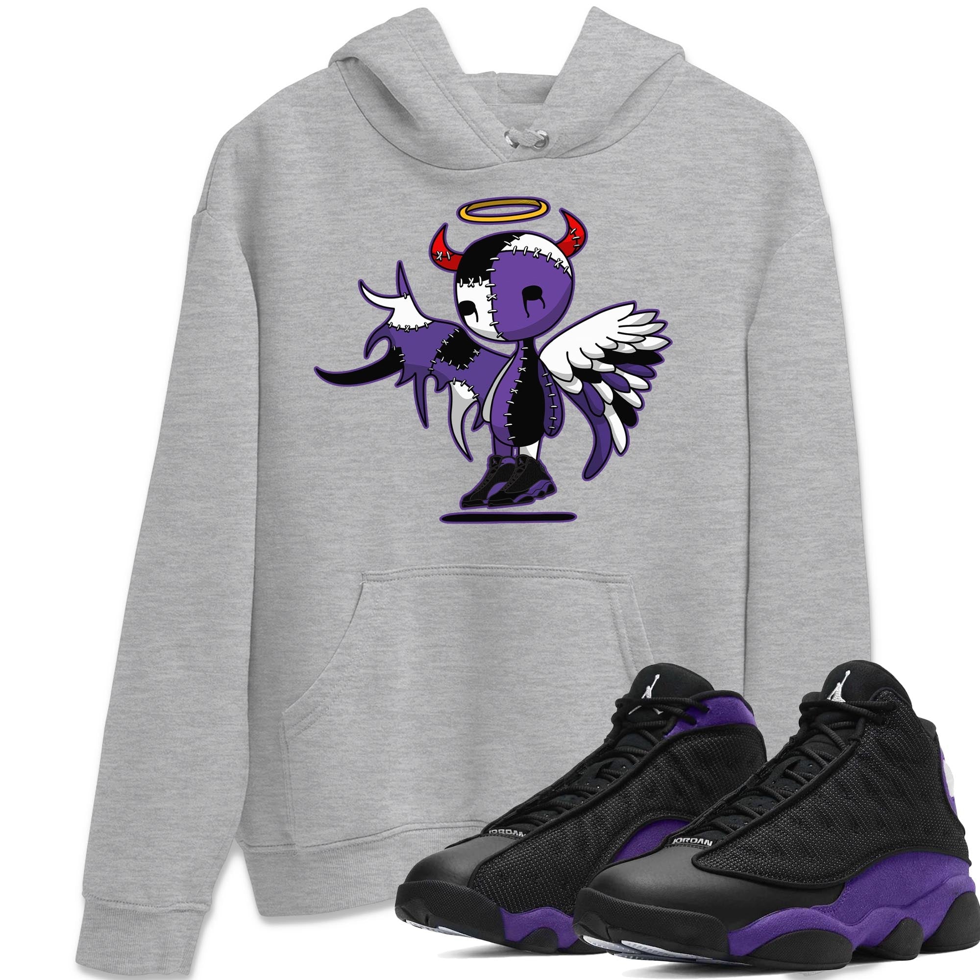 Jordan 13 Court Purple Shirt To Match Jordans Devil Angel Sneaker Tees Jordan 13 Court Purple Drip Gear Zone Sneaker Matching Clothing Unisex Shirts