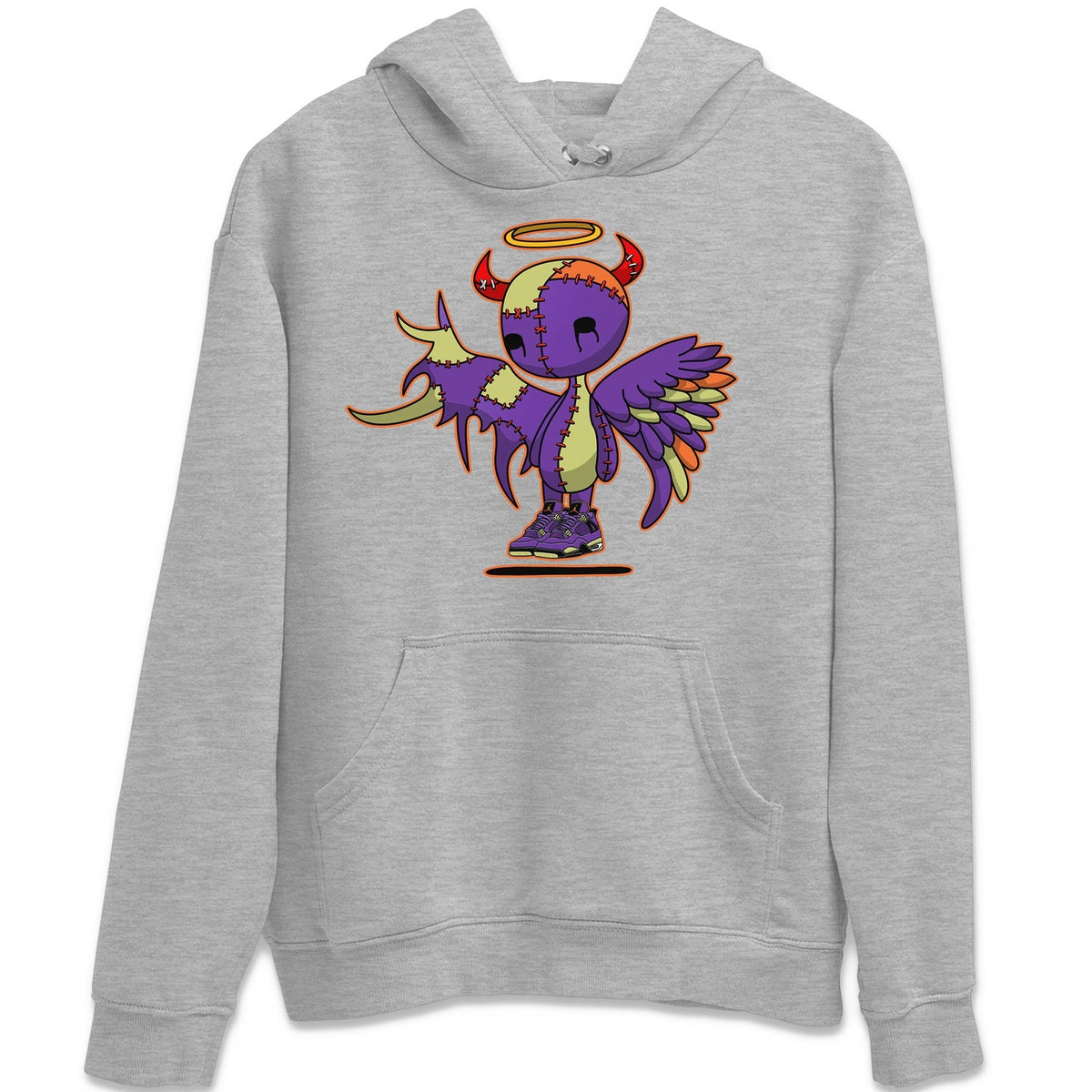 Jordan 4 Canyon Purple Sneaker Matching T-Shirt Devil Angel Sneaker Tees Jordan 4 Canyon Purple Sneaker Release Tees Crew Neck Tees