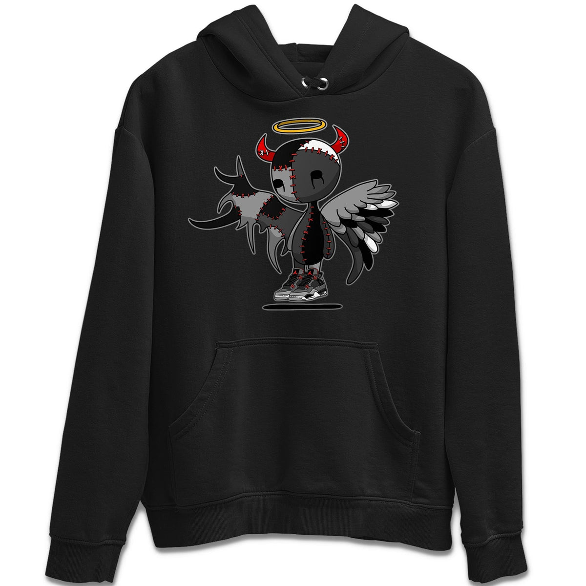 Jordan 4 Infrared Sneaker Matching T-Shirt Devil Angel Sneaker Tees Jordan 4 Infrared Sneaker Release Tees Crew Neck Tees