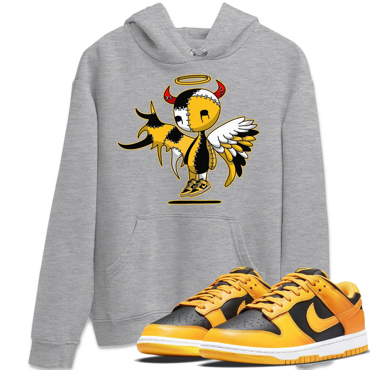 Dunk Championship Goldenrod Sneaker Match Tees Devil Angel Sneaker Tees Dunk Championship Goldenrod Jordan to match sneaker T-Shirt Crew Neck Shirts