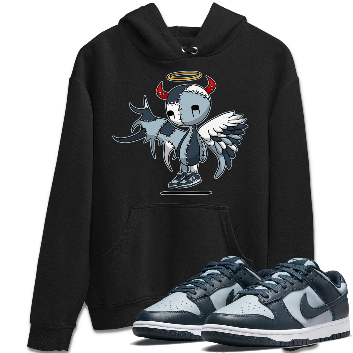 Dunk championship Grey Sneaker Match Tees Devil Angel Sneaker Tees Dunk championship Grey Jordan to match sneaker T-Shirt Crew Neck Shirts
