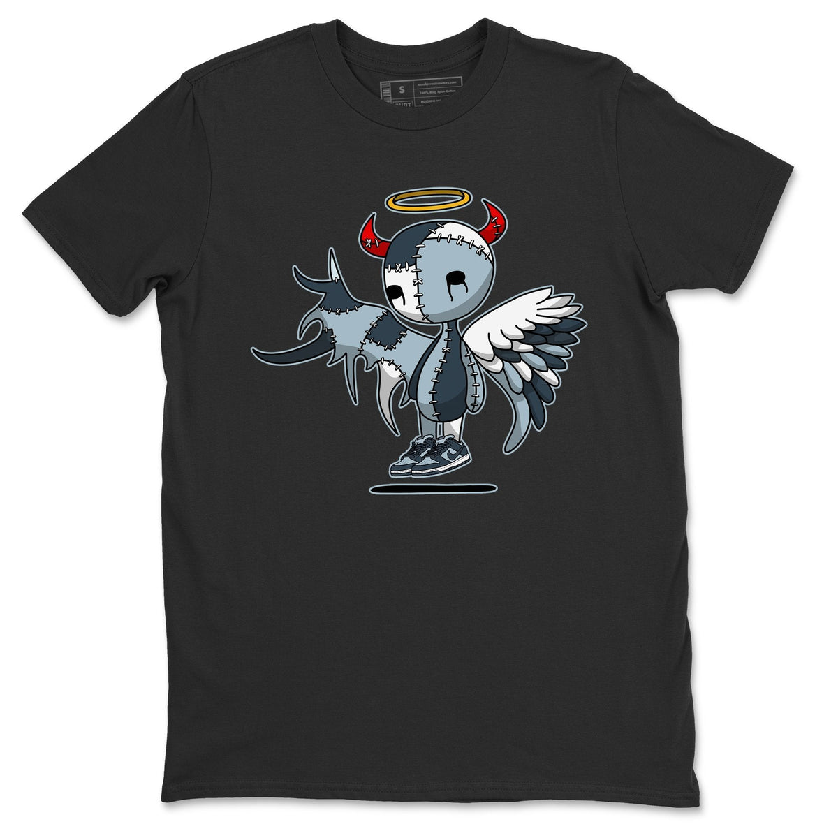 Dunk championship Grey Sneaker Match Tees Devil Angel Sneaker Tees Dunk championship Grey Jordan to match sneaker T-Shirt Crew Neck Shirts