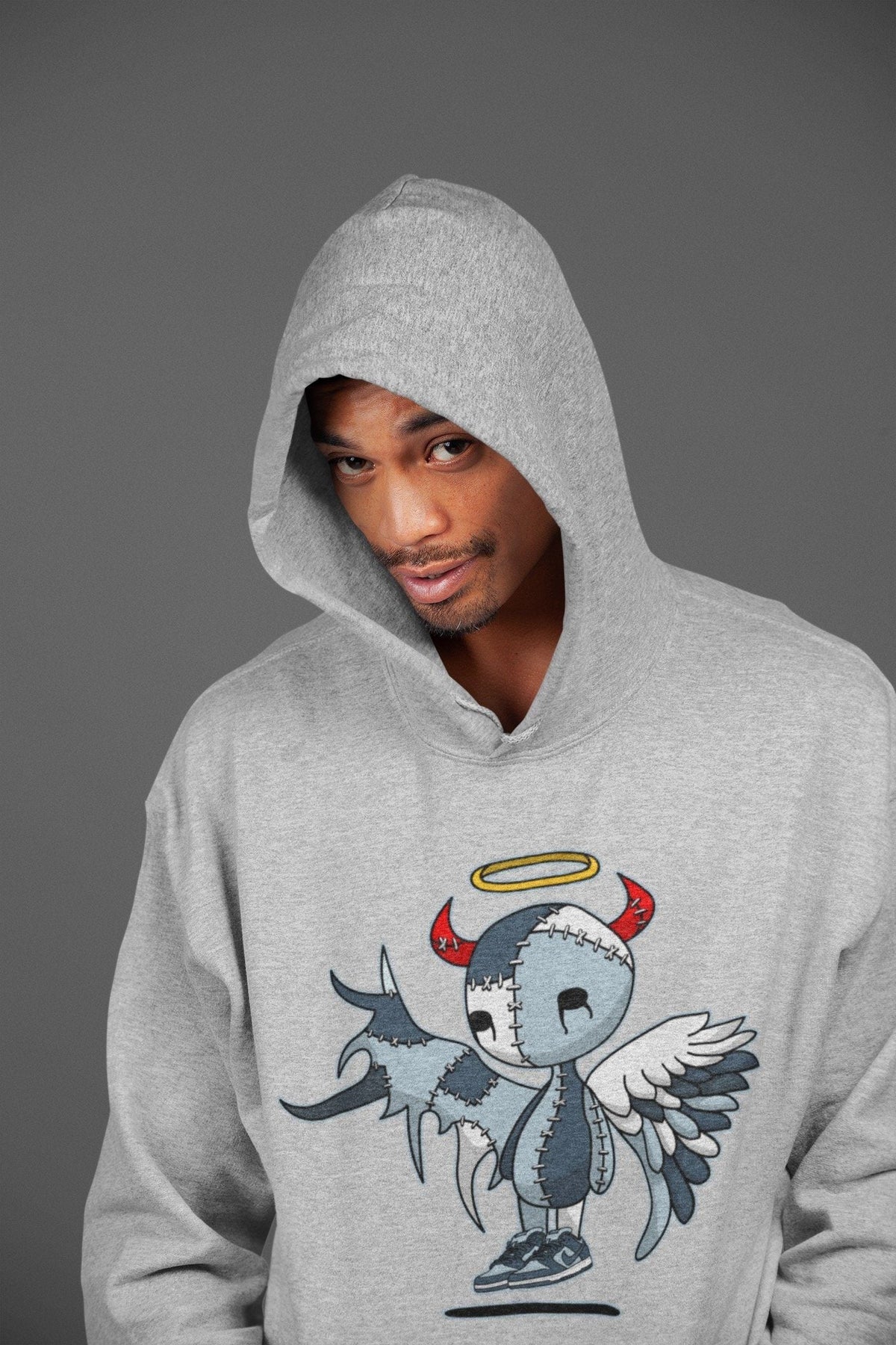 Dunk championship Grey Sneaker Match Tees Devil Angel Sneaker Tees Dunk championship Grey Jordan to match sneaker T-Shirt Crew Neck Shirts