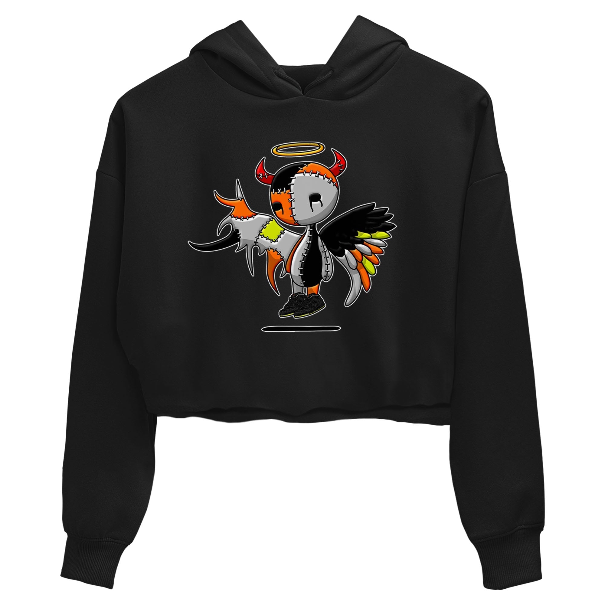 Nike Dunk Halloween shirt to match jordans Devil Angel sneaker tees Nike Dunk Mid Halloween Drip Gear Zone Sneaker Matching Clothing Brand Black 2 Crop T-Shirt