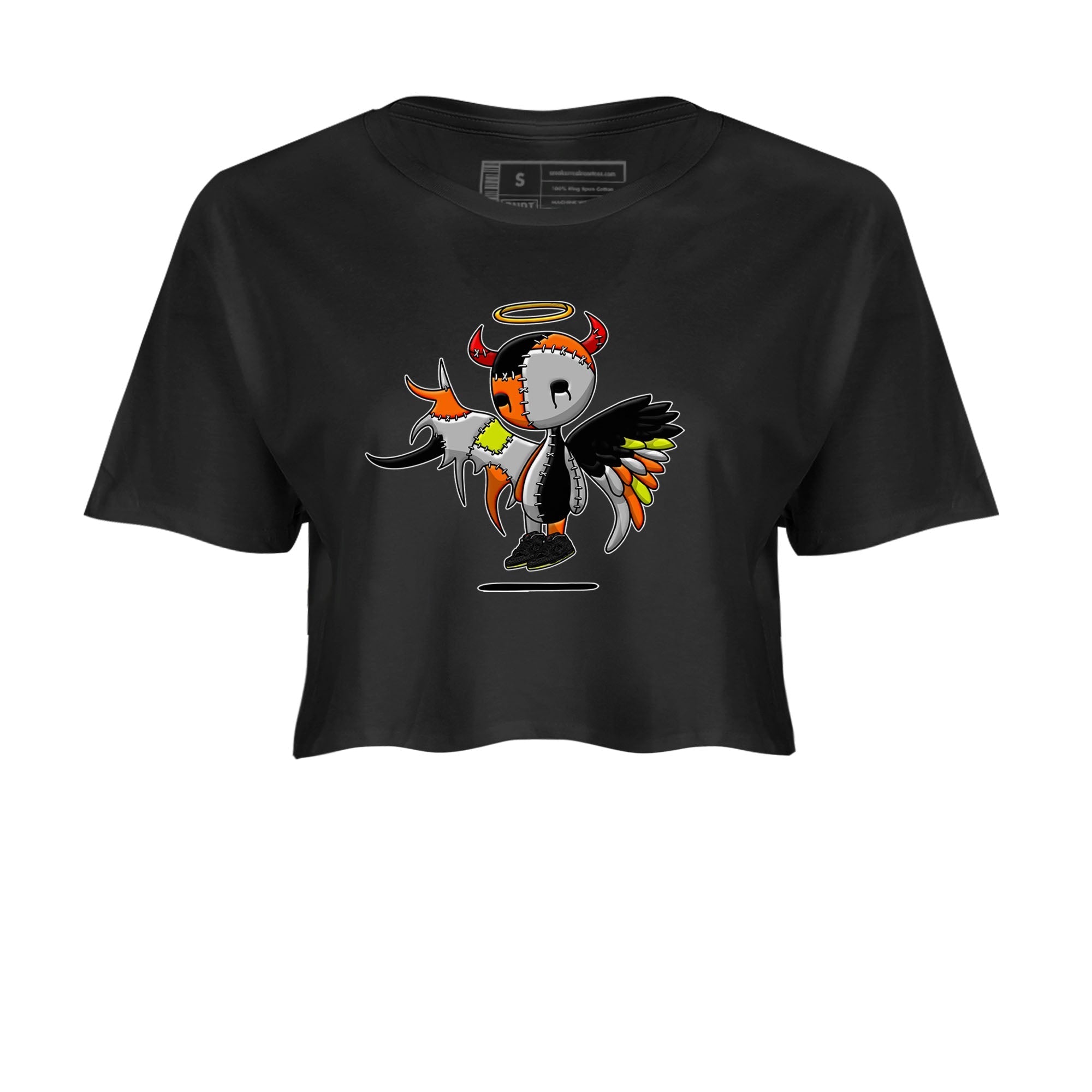 Nike Dunk Halloween shirt to match jordans Devil Angel sneaker tees Nike Dunk Mid Halloween Drip Gear Zone Sneaker Matching Clothing Brand Black 2 Crop T-Shirt