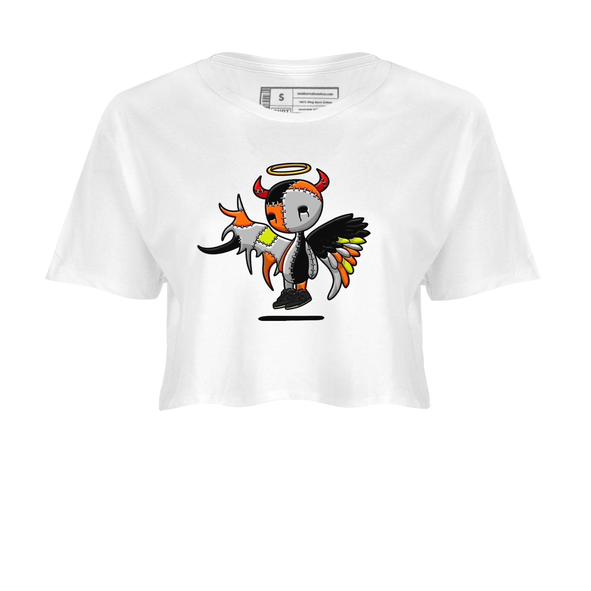 Nike Dunk Halloween shirt to match jordans Devil Angel sneaker tees Nike Dunk Mid Halloween Drip Gear Zone Sneaker Matching Clothing Brand White 2 Crop T-Shirt
