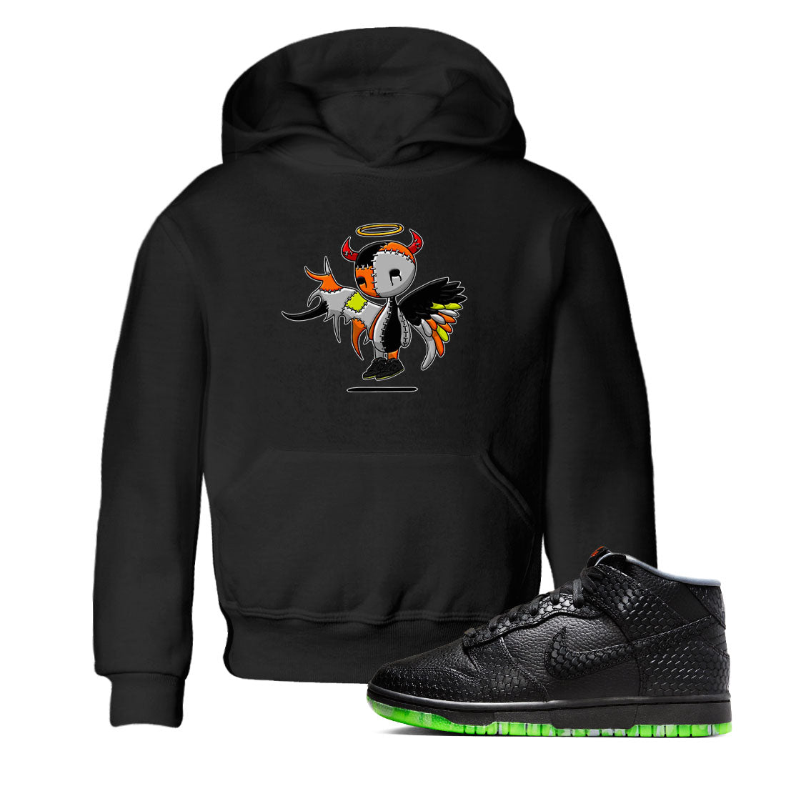 Nike Dunk Halloween shirt to match jordans Devil Angel sneaker tees Nike Dunk Mid Halloween Drip Gear Zone Sneaker Matching Clothing Brand Baby Toddler Black 1 T-Shirt