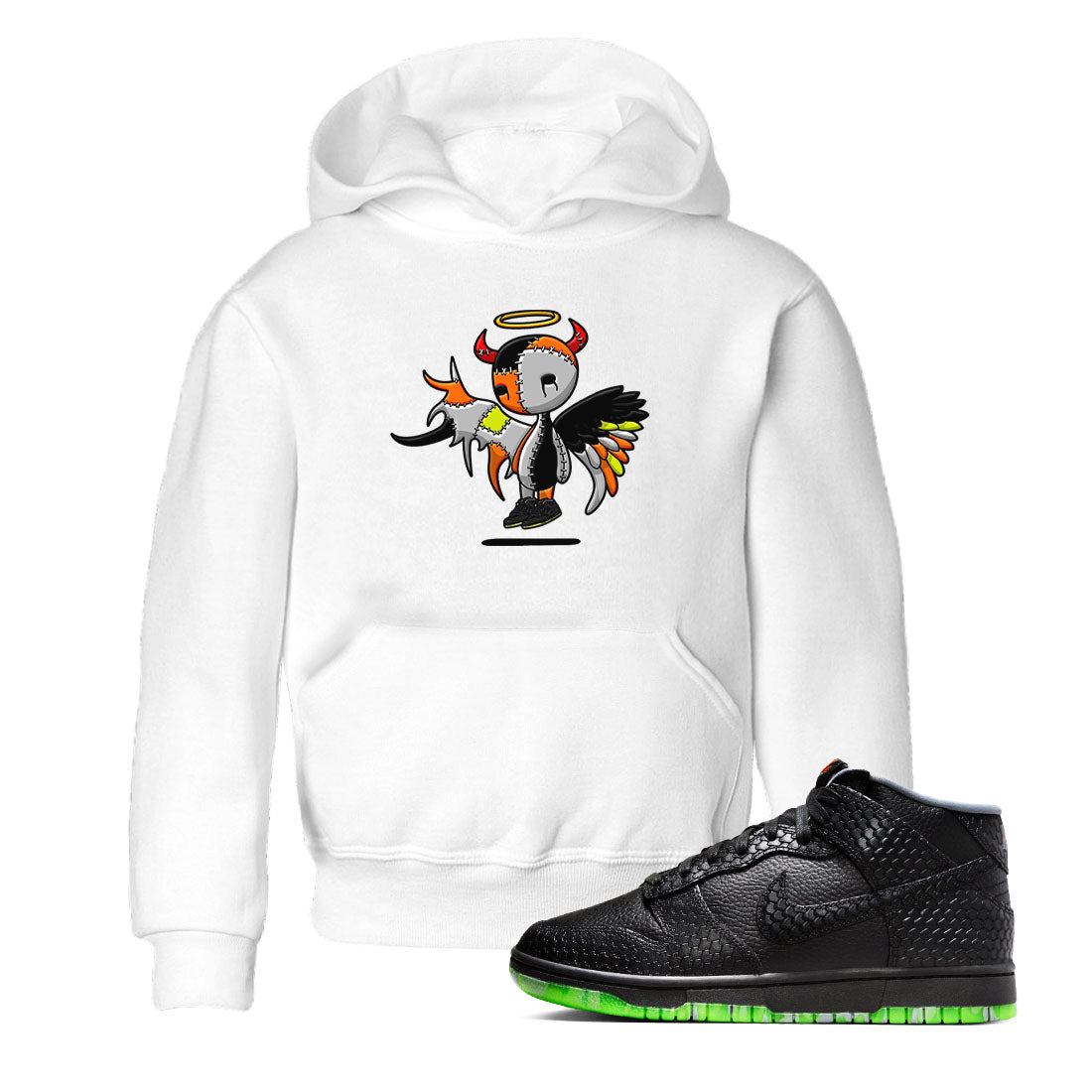 Nike Dunk Halloween shirt to match jordans Devil Angel sneaker tees Nike Dunk Mid Halloween Drip Gear Zone Sneaker Matching Clothing Brand Baby Toddler White 1 T-Shirt