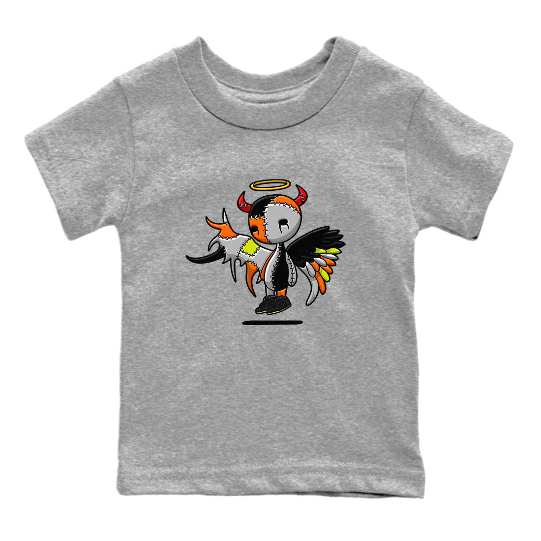 Nike Dunk Halloween shirt to match jordans Devil Angel sneaker tees Nike Dunk Mid Halloween Drip Gear Zone Sneaker Matching Clothing Brand Baby Toddler Heather Grey 2 T-Shirt