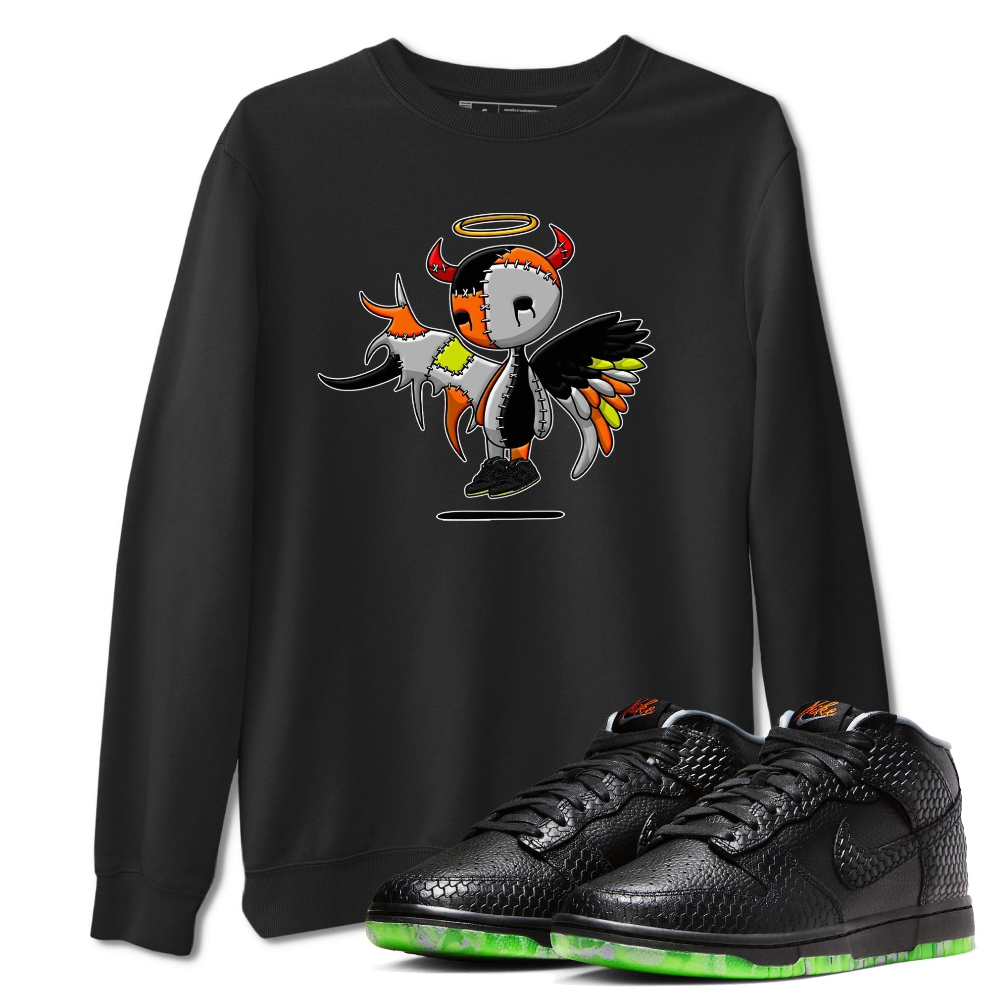 Nike Dunk Halloween shirt to match jordans Devil Angel sneaker tees Nike Dunk Mid Halloween Drip Gear Zone Sneaker Matching Clothing Brand Unisex Sneaker Tee Black 1 T-Shirt