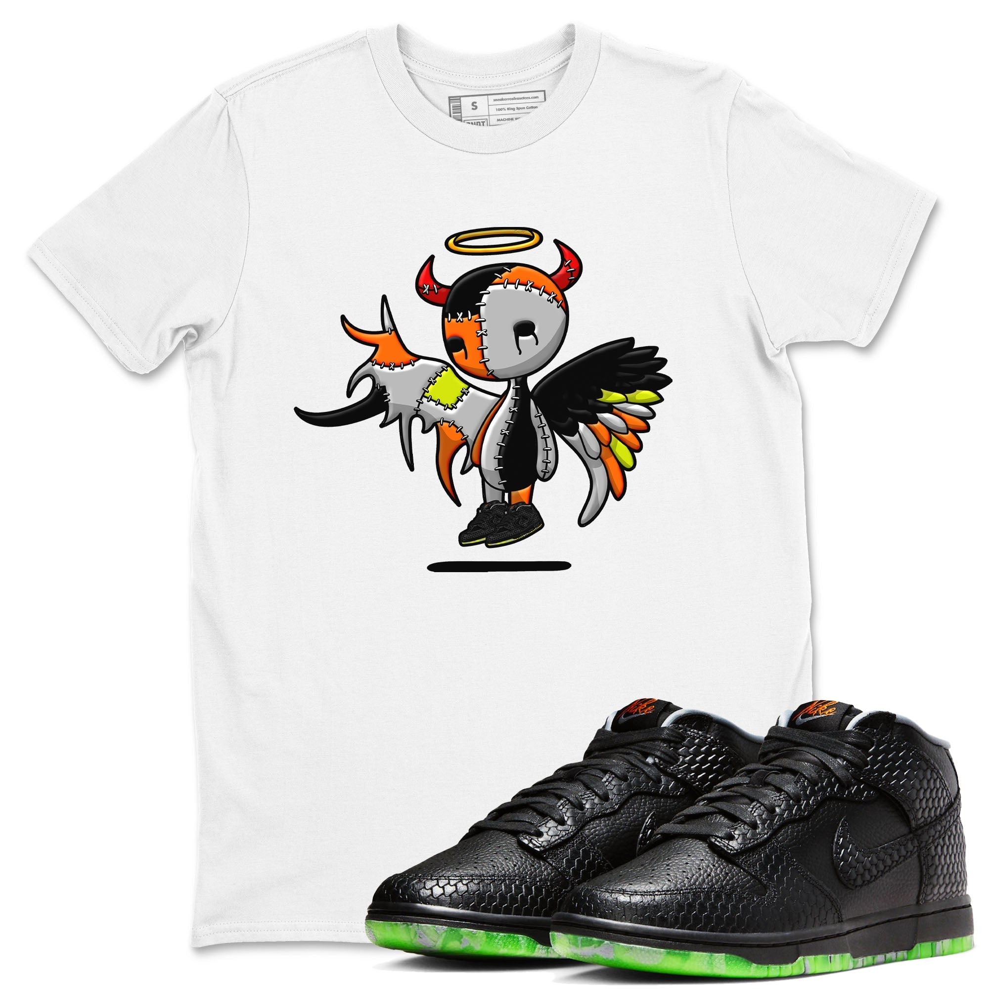 Nike Dunk Halloween shirt to match jordans Devil Angel sneaker tees Nike Dunk Mid Halloween Drip Gear Zone Sneaker Matching Clothing Brand Unisex Sneaker Tee White 1 T-Shirt