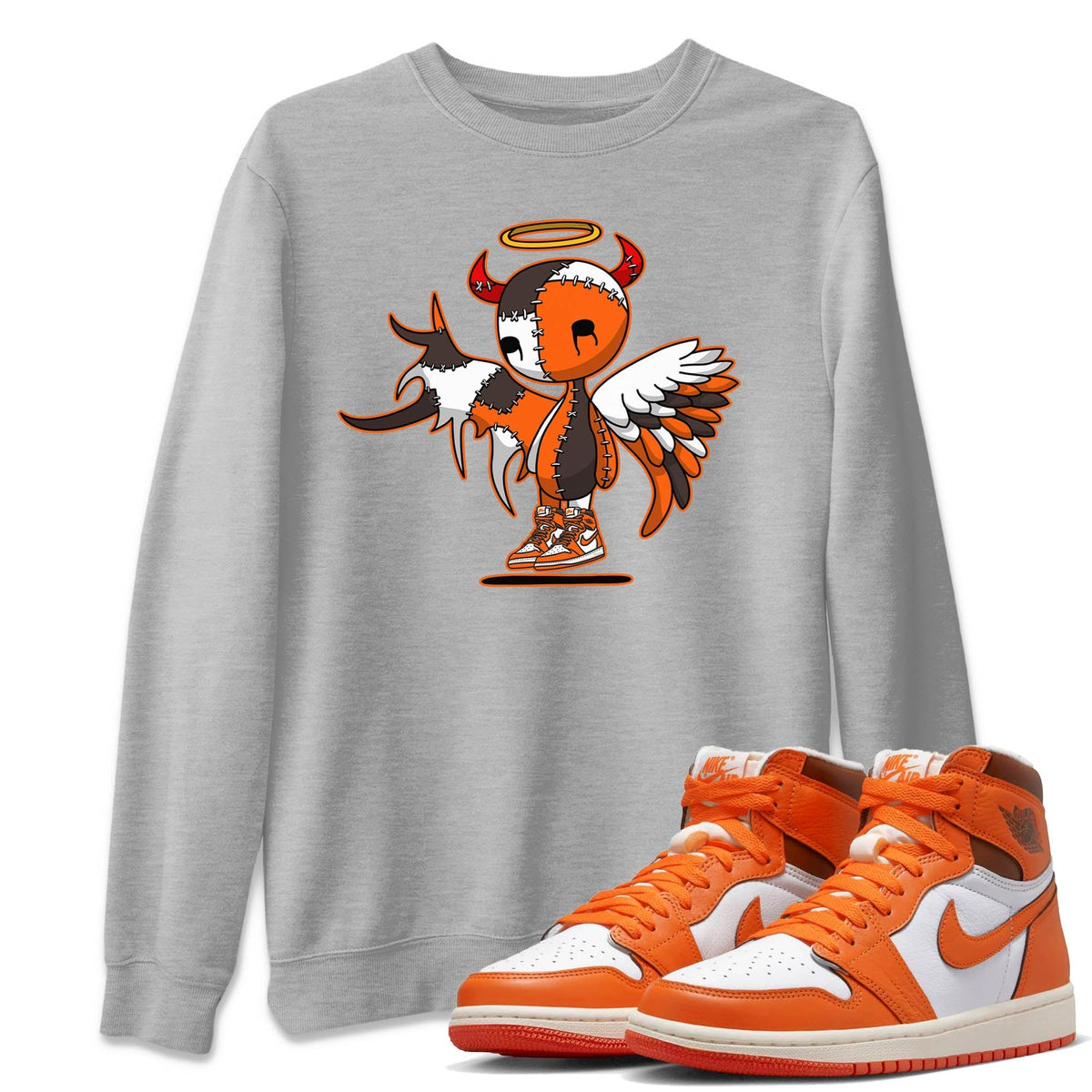 Jordan 1 Starfish Sneaker Matching T-Shirt Devil Angel Sneaker Tees Jordan 1 Starfish Sneaker Release Tees Crew Neck Tees