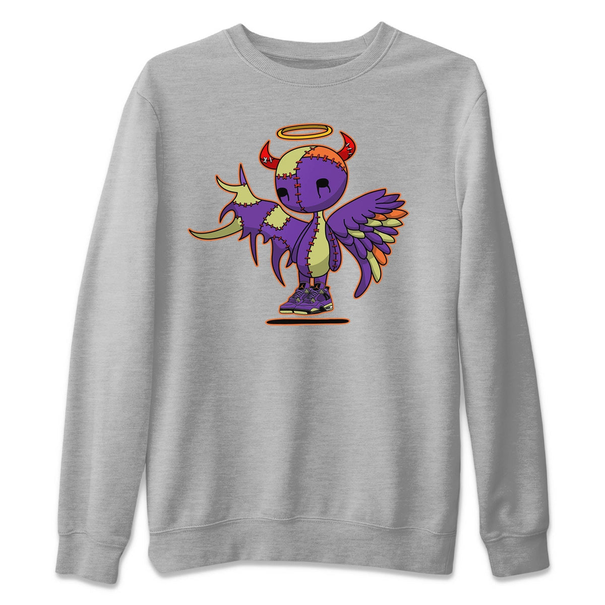 Jordan 4 Canyon Purple Sneaker Matching T-Shirt Devil Angel Sneaker Tees Jordan 4 Canyon Purple Sneaker Release Tees Crew Neck Tees