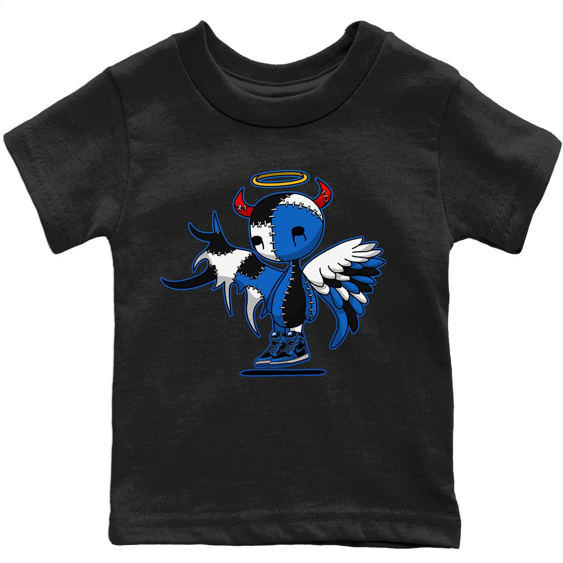 Jordan 1 Dark Marina Blue Sneaker Matching T-Shirt Devil Angel Sneaker Tees Jordan 1 Dark Marina Blue Sneaker Release Tees Kids Shirts