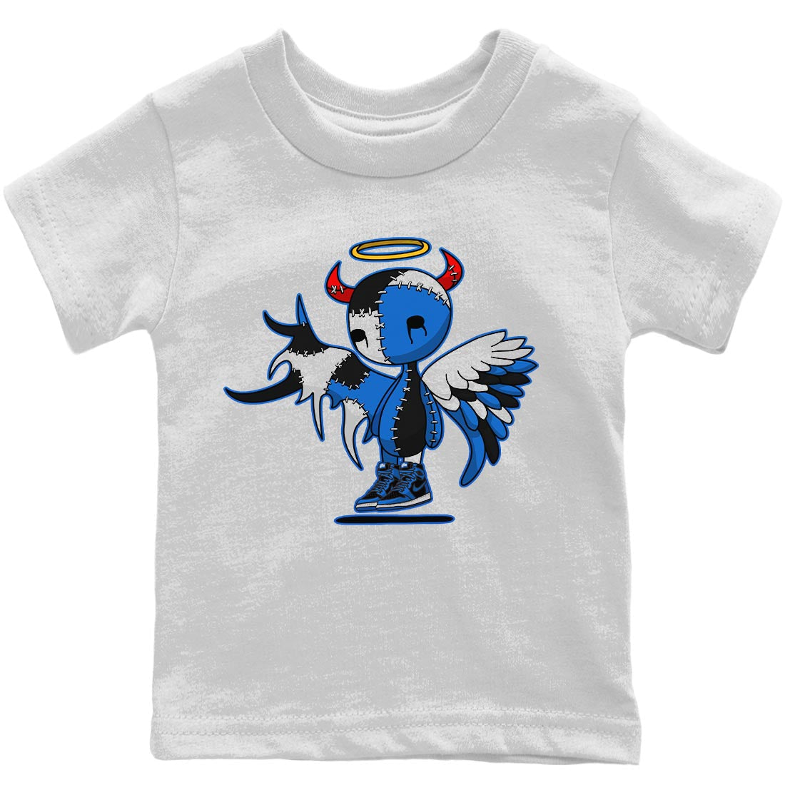 Jordan 1 Dark Marina Blue Sneaker Matching T-Shirt Devil Angel Sneaker Tees Jordan 1 Dark Marina Blue Sneaker Release Tees Kids Shirts