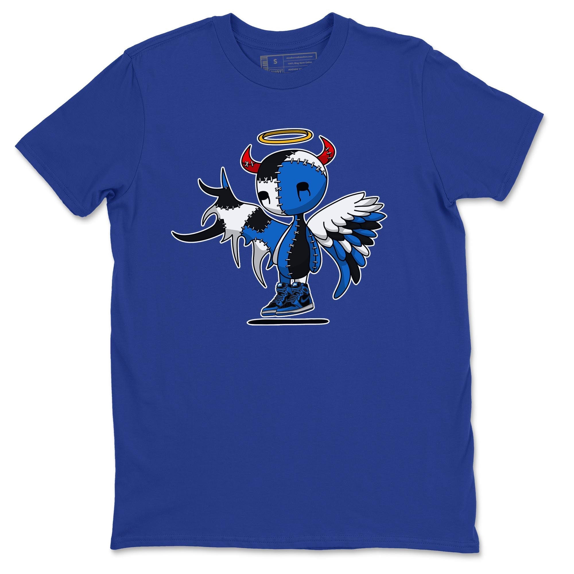 Jordan 1 Dark Marina Blue Sneaker Matching T-Shirt Devil Angel Sneaker Tees Jordan 1 Dark Marina Blue Sneaker Release Tees Crew Neck Tees