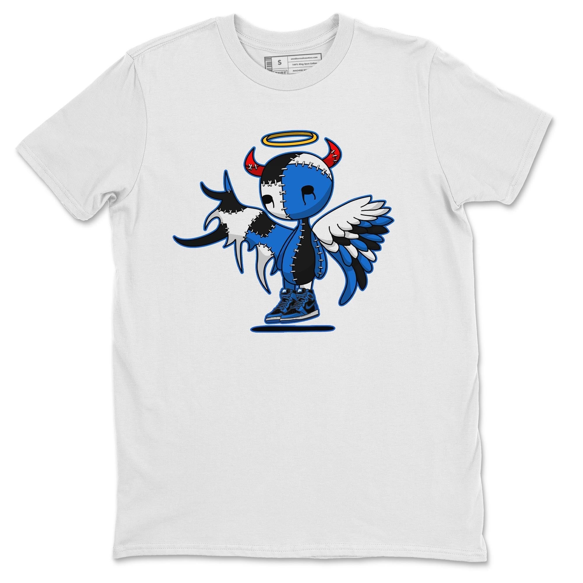 Jordan 1 Dark Marina Blue Sneaker Matching T-Shirt Devil Angel Sneaker Tees Jordan 1 Dark Marina Blue Sneaker Release Tees Crew Neck Tees