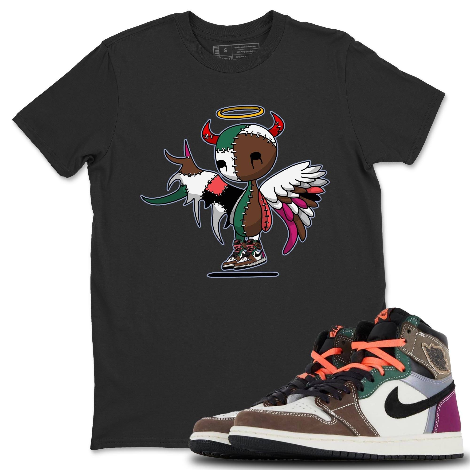 Jordan 1 Hand Crafted Sneaker Matching T-Shirt Devil Angel Sneaker Tees Jordan 1 Hand Crafted Sneaker Release Tees Crew Neck Tees