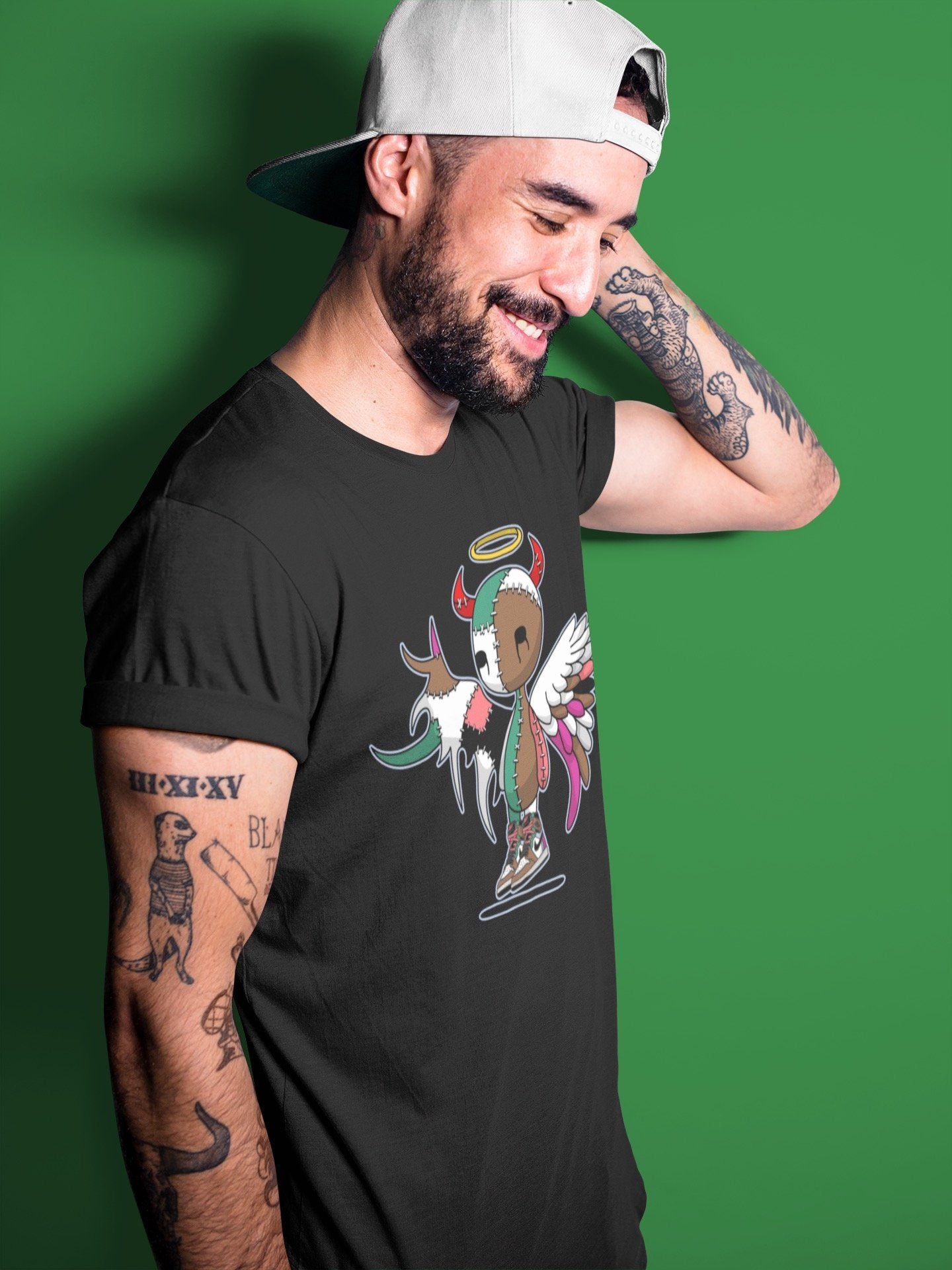 Jordan 1 Hand Crafted Sneaker Matching T-Shirt Devil Angel Sneaker Tees Jordan 1 Hand Crafted Sneaker Release Tees Crew Neck Tees