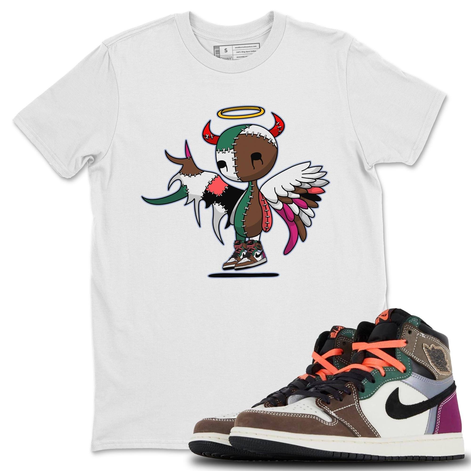 Jordan 1 Hand Crafted Sneaker Matching T-Shirt Devil Angel Sneaker Tees Jordan 1 Hand Crafted Sneaker Release Tees Crew Neck Tees