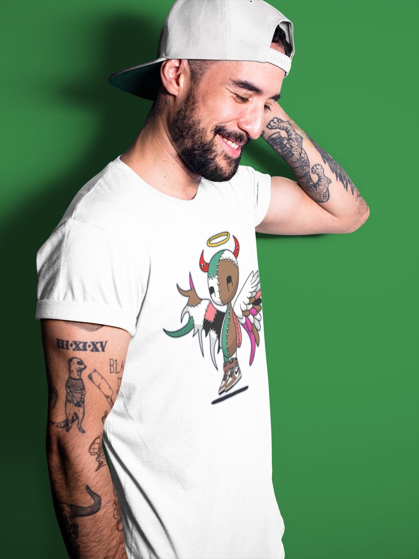 Jordan 1 Hand Crafted Sneaker Matching T-Shirt Devil Angel Sneaker Tees Jordan 1 Hand Crafted Sneaker Release Tees Crew Neck Tees