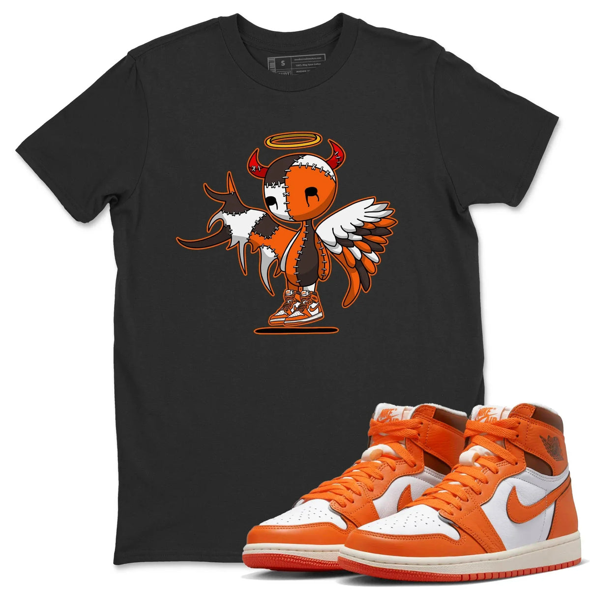 Jordan 1 Starfish Sneaker Matching T-Shirt Devil Angel Sneaker Tees Jordan 1 Starfish Sneaker Release Tees Crew Neck Tees