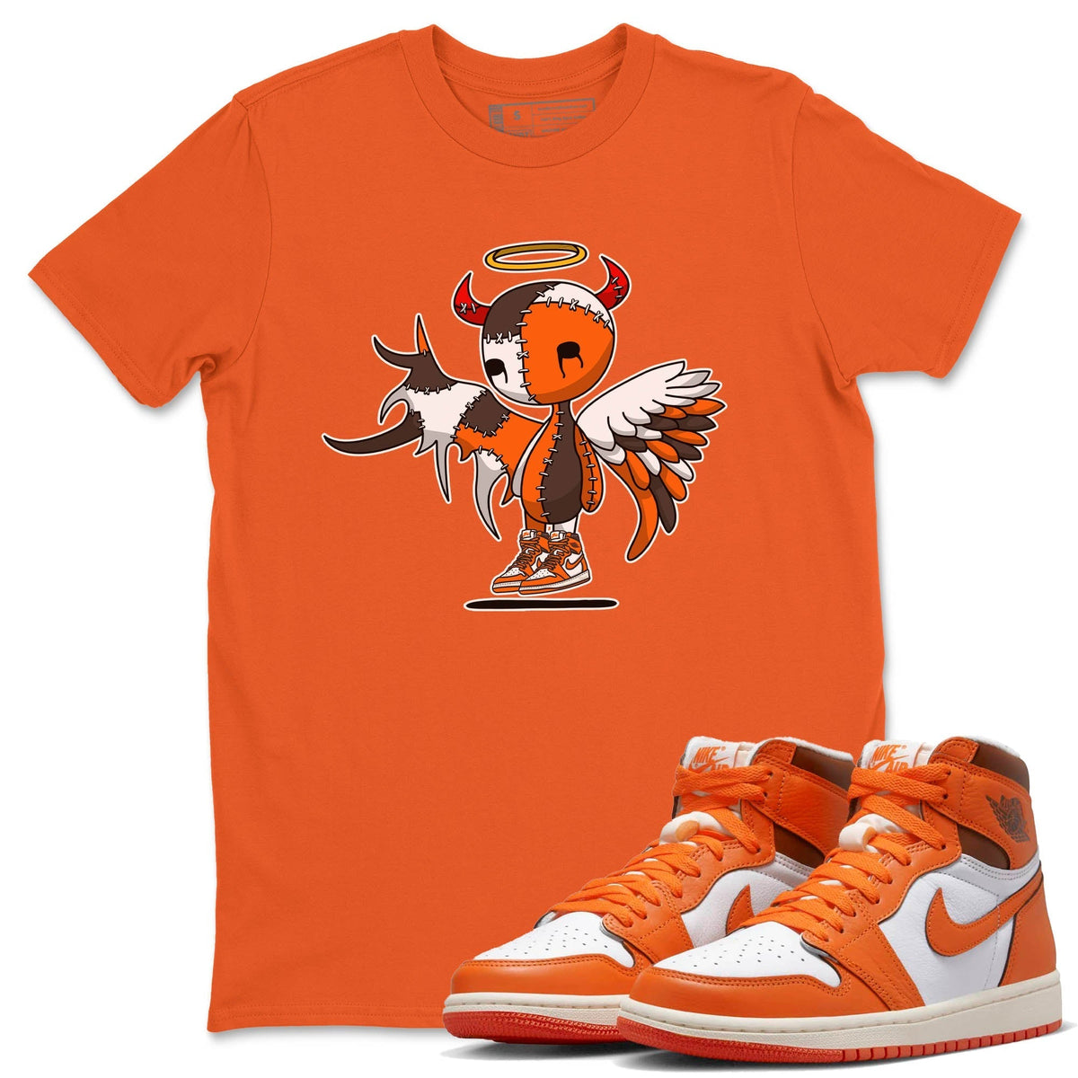 Jordan 1 Starfish Sneaker Matching T-Shirt Devil Angel Sneaker Tees Jordan 1 Starfish Sneaker Release Tees Crew Neck Tees