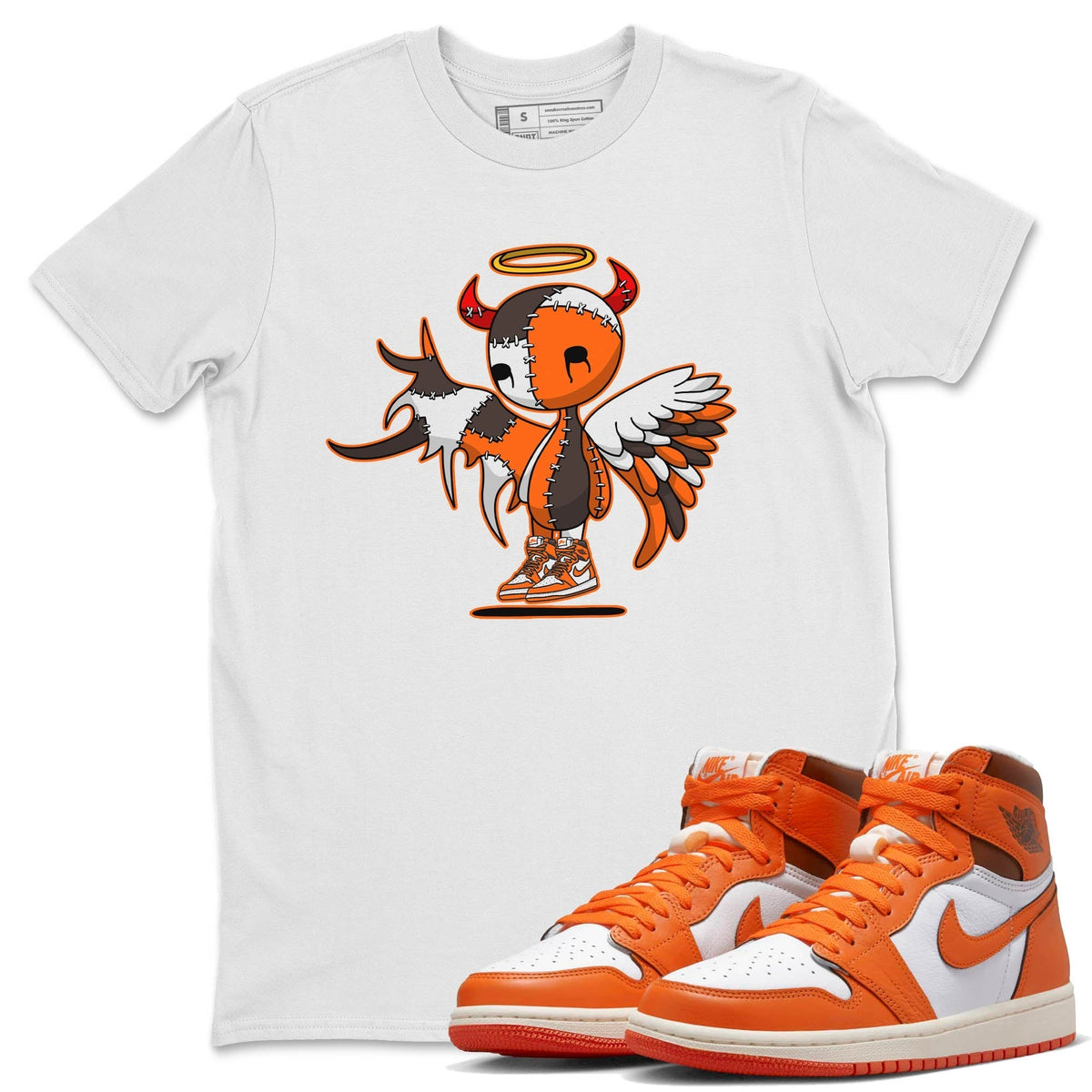 Jordan 1 Starfish Sneaker Matching T-Shirt Devil Angel Sneaker Tees Jordan 1 Starfish Sneaker Release Tees Crew Neck Tees
