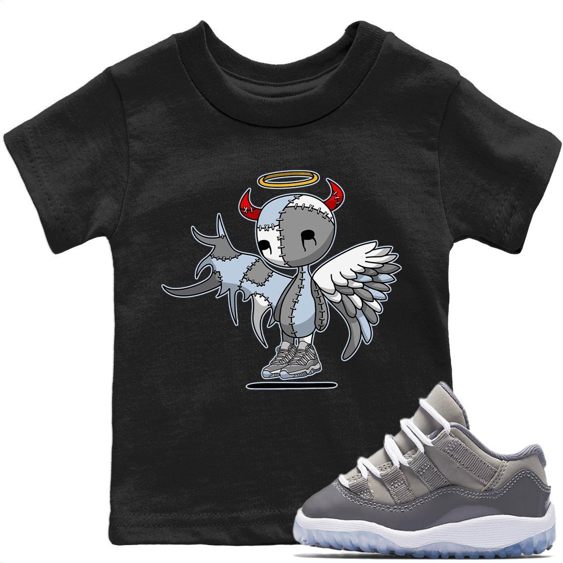 Jordan 11 Cool Grey Sneaker Matching T-Shirt Devil Angel Sneaker Tees Jordan 11 Cool Grey Sneaker Release Tees Kids Shirts