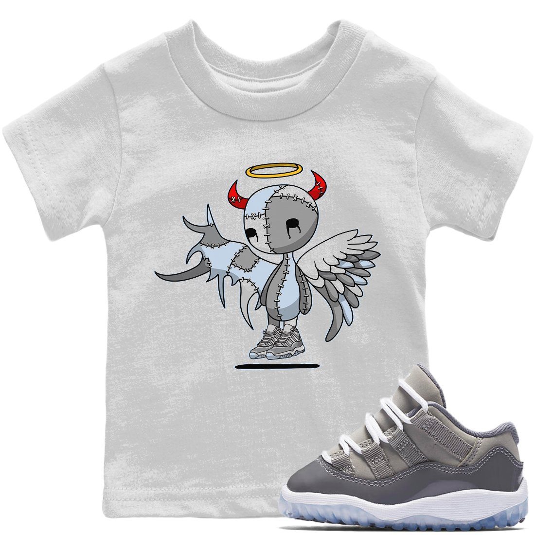 Jordan 11 Cool Grey Sneaker Matching T-Shirt Devil Angel Sneaker Tees Jordan 11 Cool Grey Sneaker Release Tees Kids Shirts