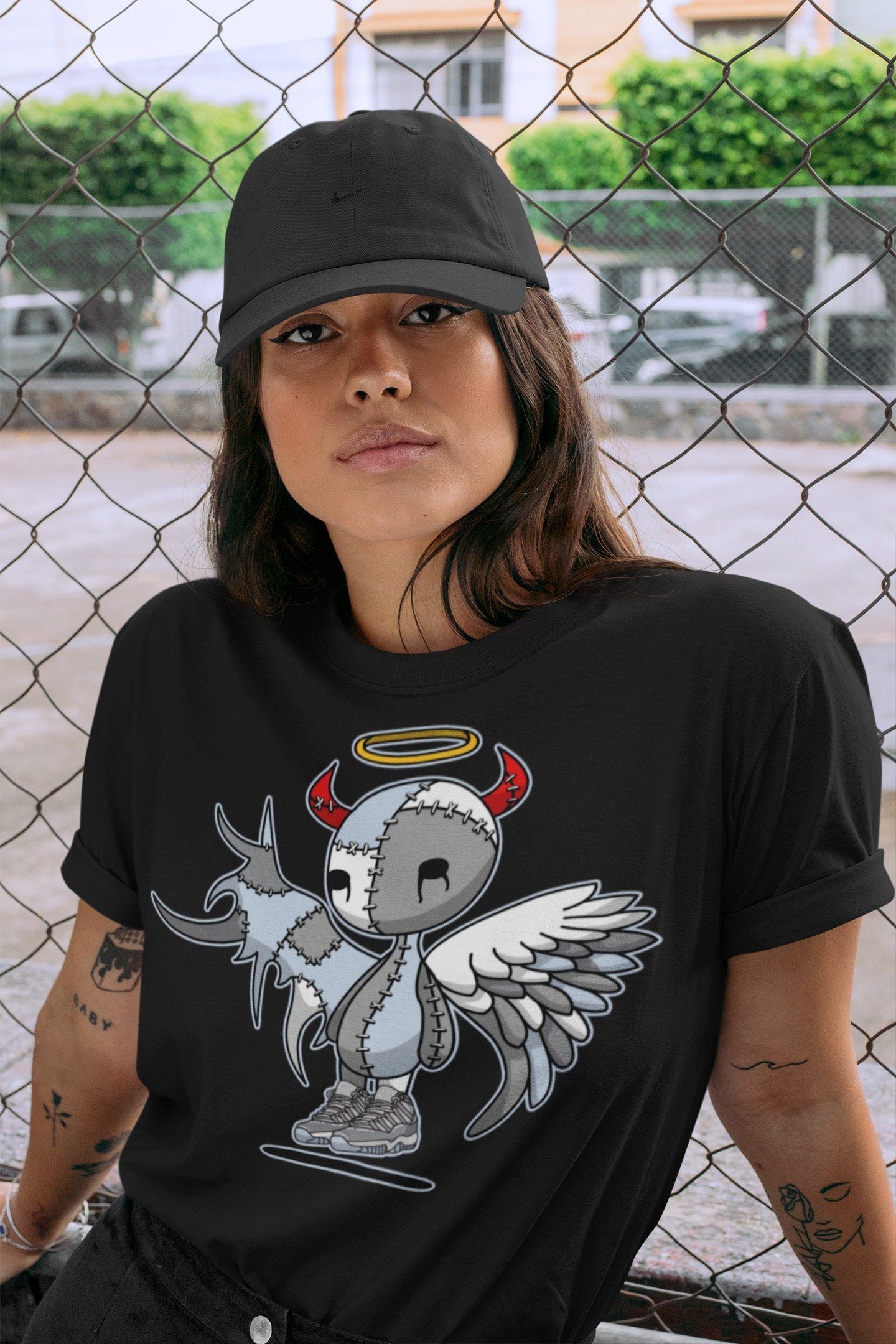 Jordan 11 Cool Grey Shirt To Match Jordans Devil Angel Sneaker Tees Jordan 11 Cool Grey Drip Gear Zone Sneaker Matching Clothing Unisex Shirts