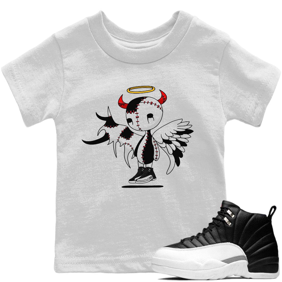 Jordan 12 Playoffs Sneaker Matching T-Shirt Devil Angel Sneaker Tees Jordan 12 Playoffs Sneaker Release Tees Kids Shirts