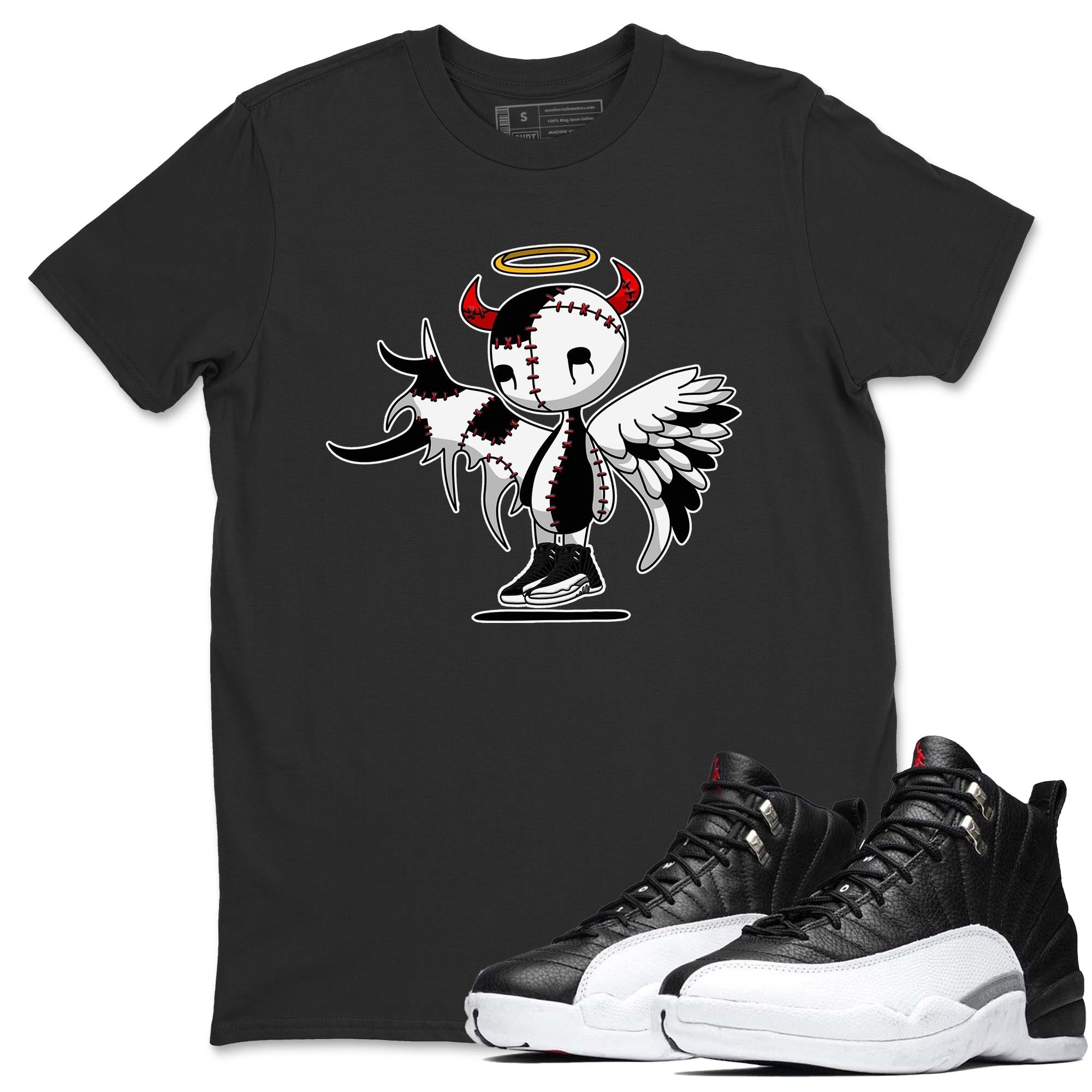 Jordan 12 Playoffs Shirt To Match Jordans Devil Angel Sneaker Tees Jordan 12 Playoffs Drip Gear Zone Sneaker Matching Clothing Unisex Shirts