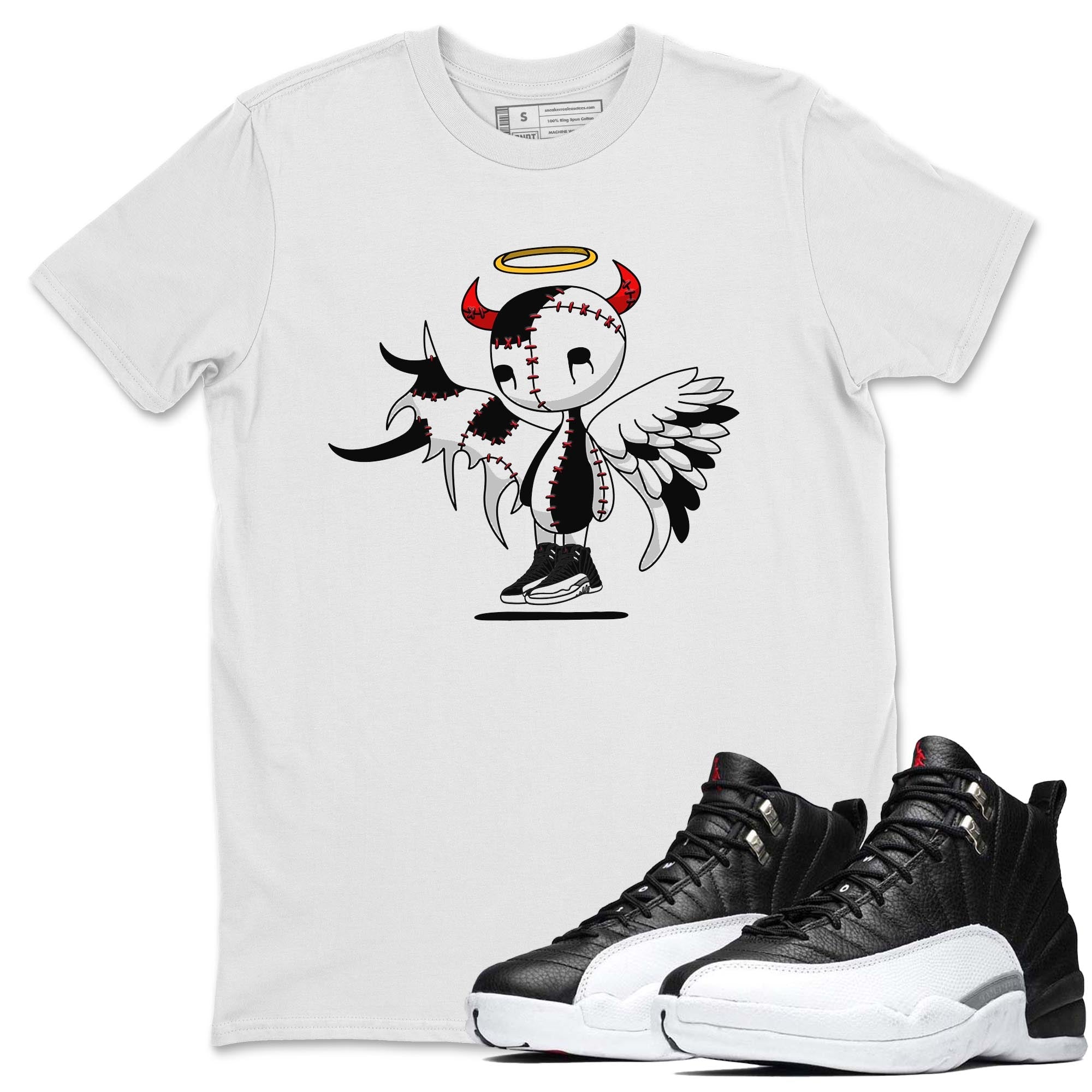 Jordan 12 Playoffs Shirt To Match Jordans Devil Angel Sneaker Tees Jordan 12 Playoffs Drip Gear Zone Sneaker Matching Clothing Unisex Shirts
