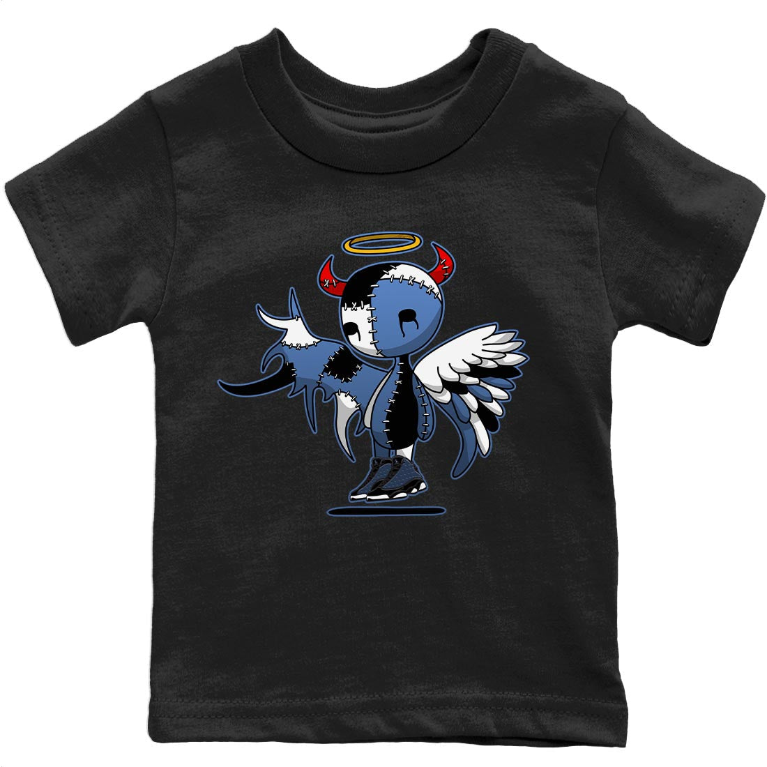 Jordan 13 Brave Blue Sneaker Matching T-Shirt Devil Angel Sneaker Tees Jordan 13 Brave Blue Sneaker Release Tees Kids Shirts